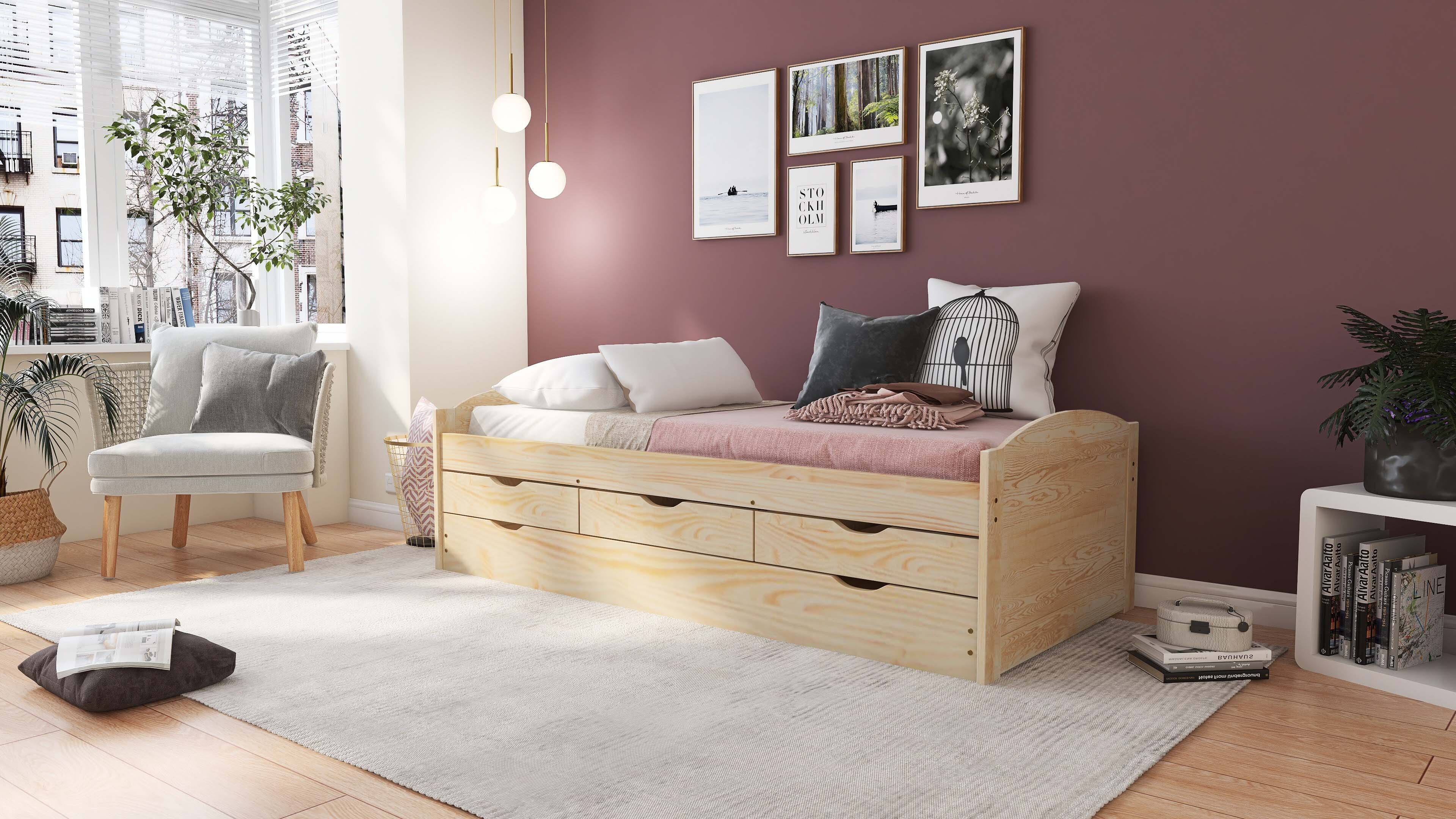 Funktionsbett "Aus eins mach zwei" 90x200 - Natur 