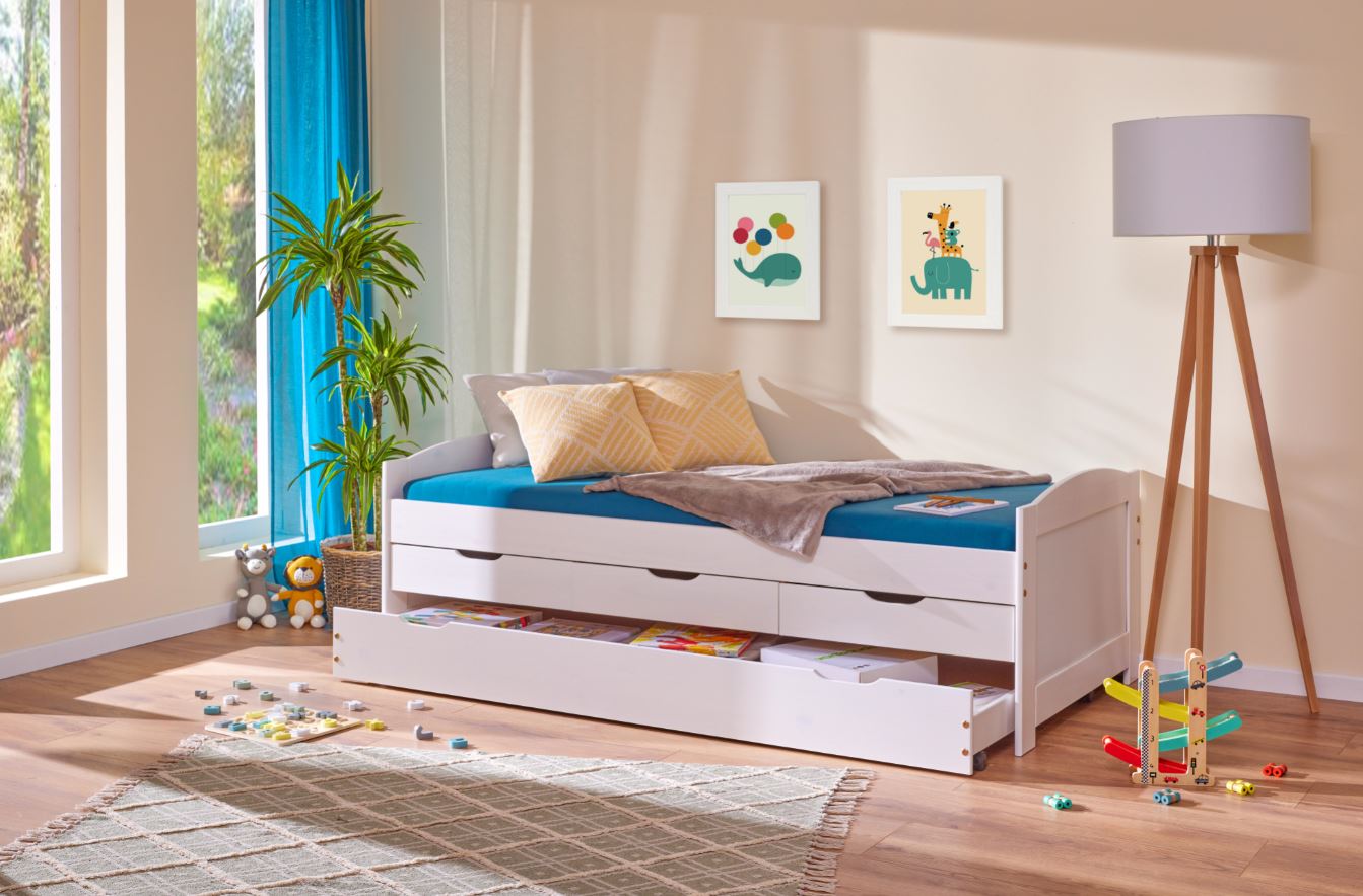 Funktionsbett "Aus eins mach zwei" 90x190 - Weiss 