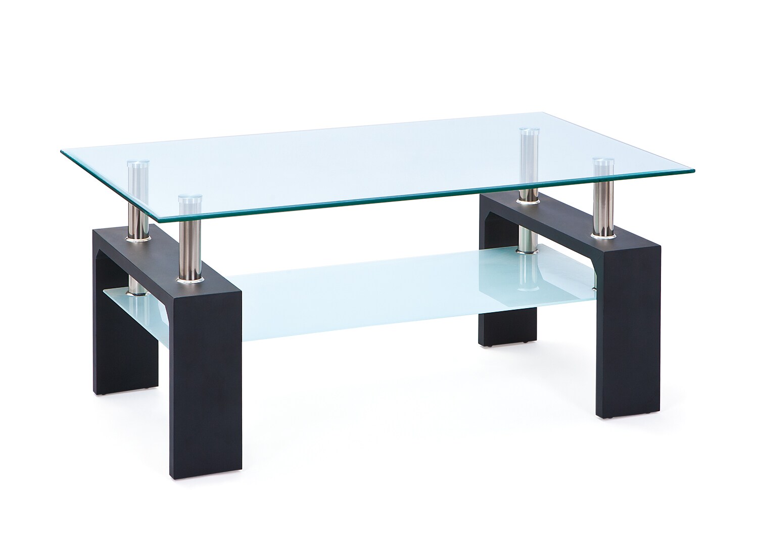 Inter Link Couchtisch Dana aus Glas und Holz in schwarz 