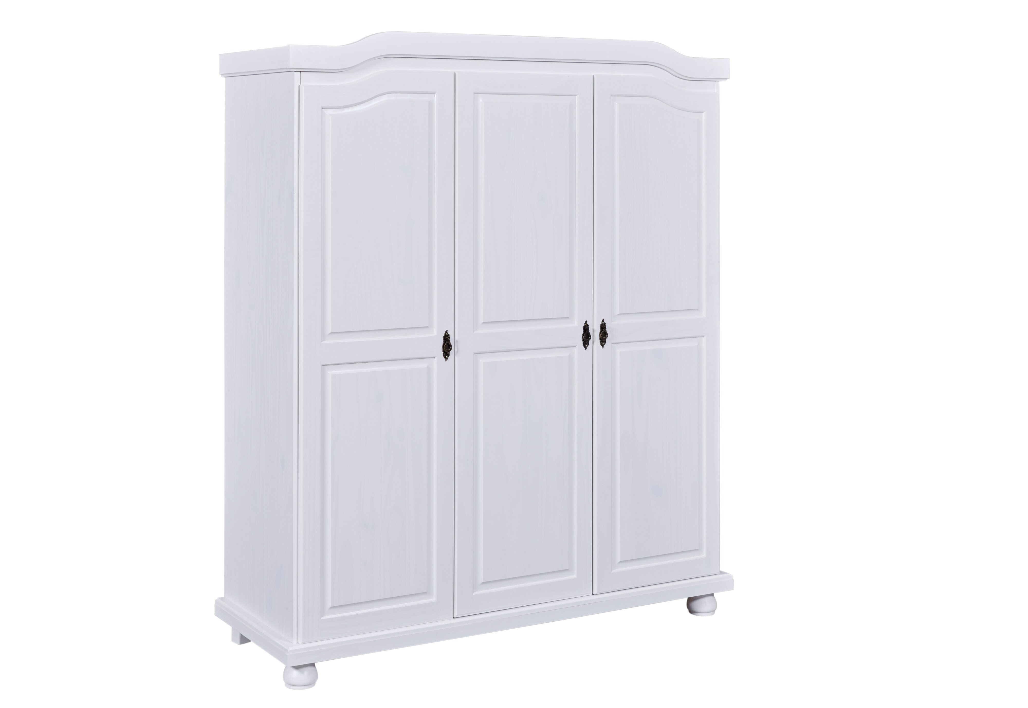 Inter Link Bauernschrank Hedda 3 T&uuml;ren aus Kiefer Massivholz weiss lackiert 