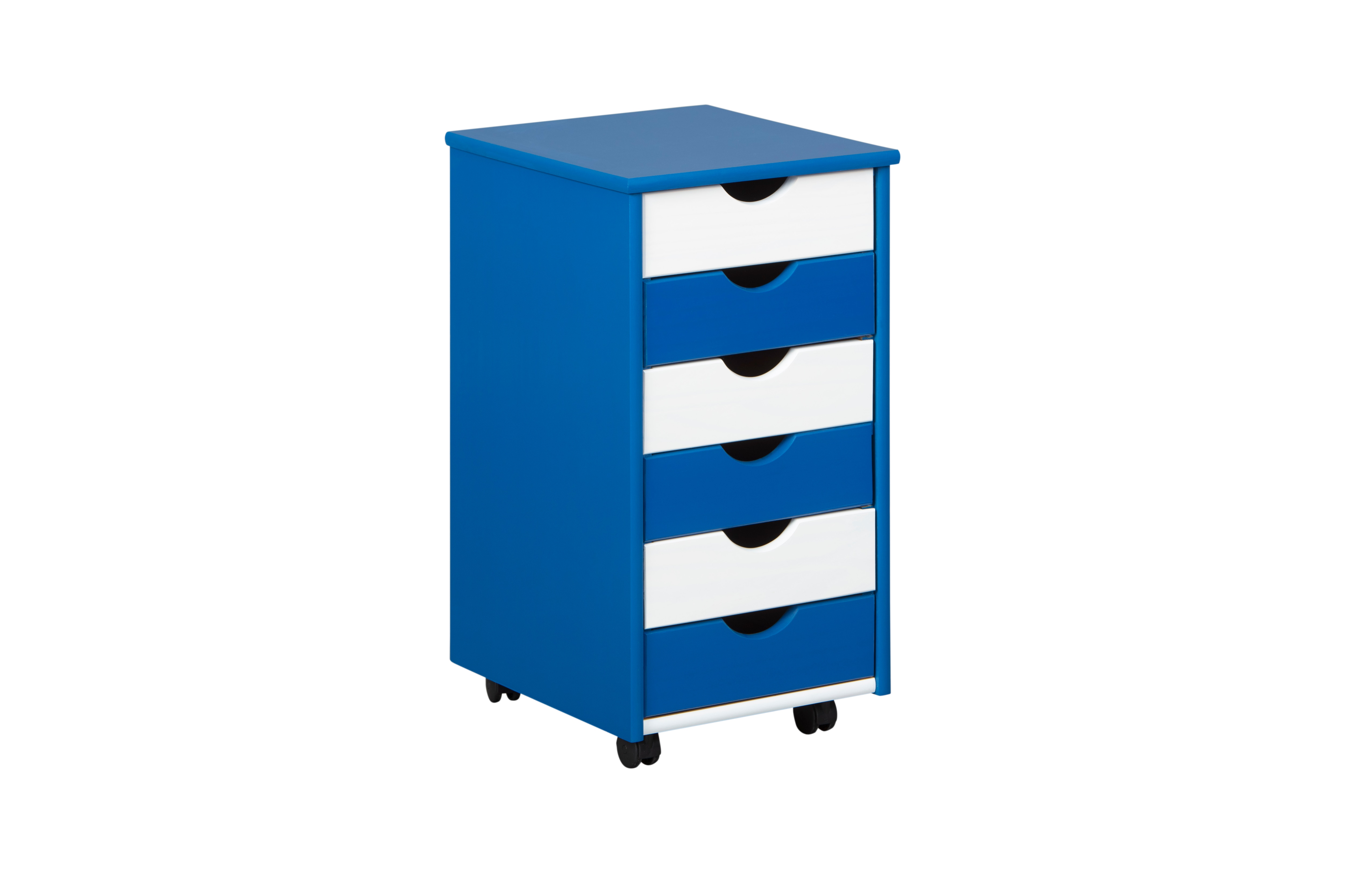 Inter Link Rollcontainer Simon 6 Schubladen - versch. Farben - blau und weiss lackiert 