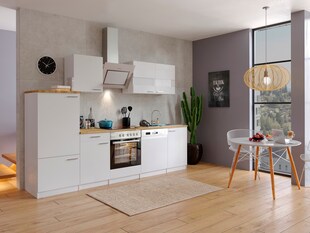 Respekta Küchenzeile KB280WWSC 280 cm Weiß mit Glaskeramik 