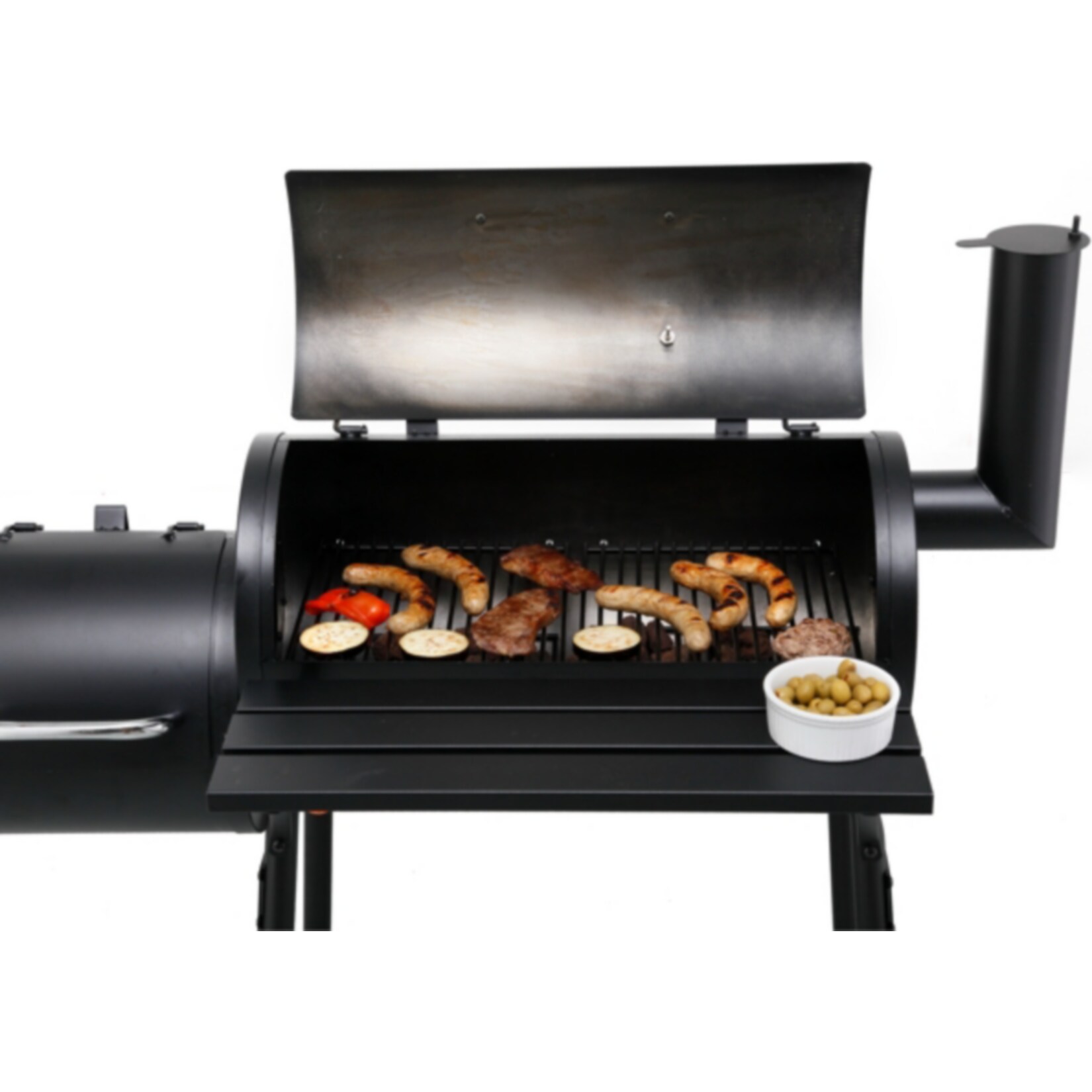 Tepro Holzkohlegrill Smoker Wichita + Abdeckhaube Bundle – 2 Kammern, Emaillierte Roste, Thermometer