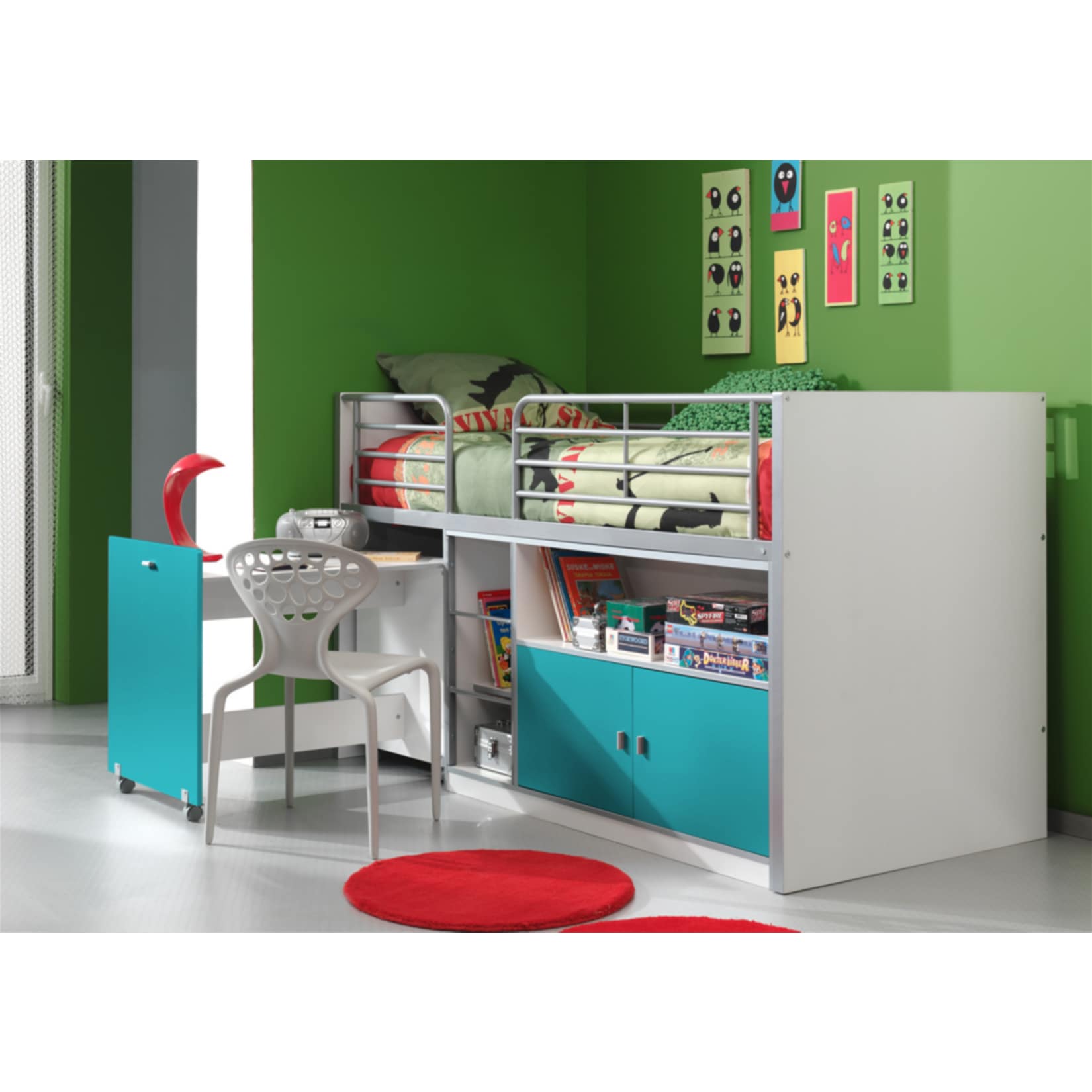 Vipack Halbhochbett Bonny 91 Fronteinstieg, t&uuml;rkis 