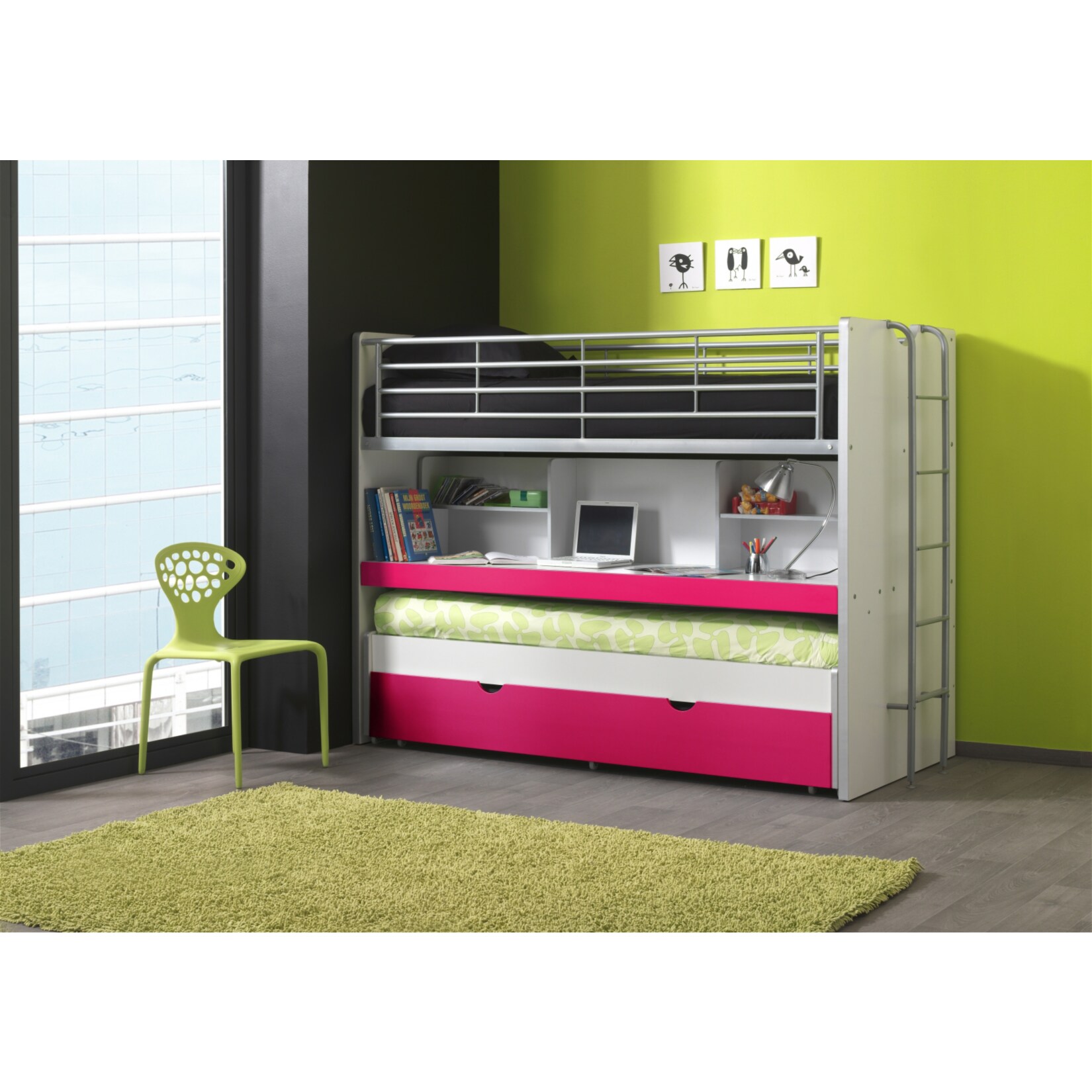 Vipack Hochbett Bonny BONHS80, fuchsia 