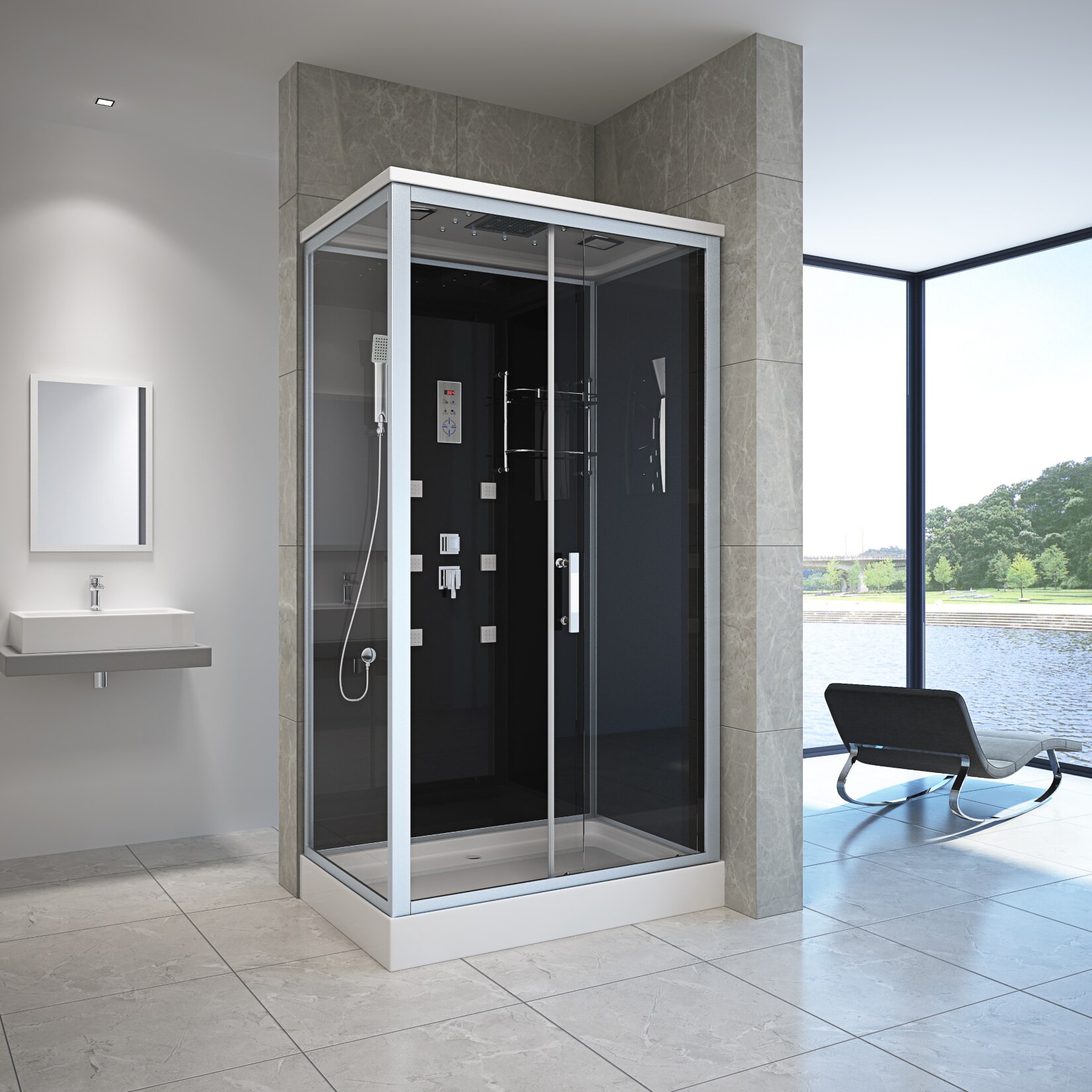 HOME DELUXE Duschkabine WAVE XL, 120 x 80 cm