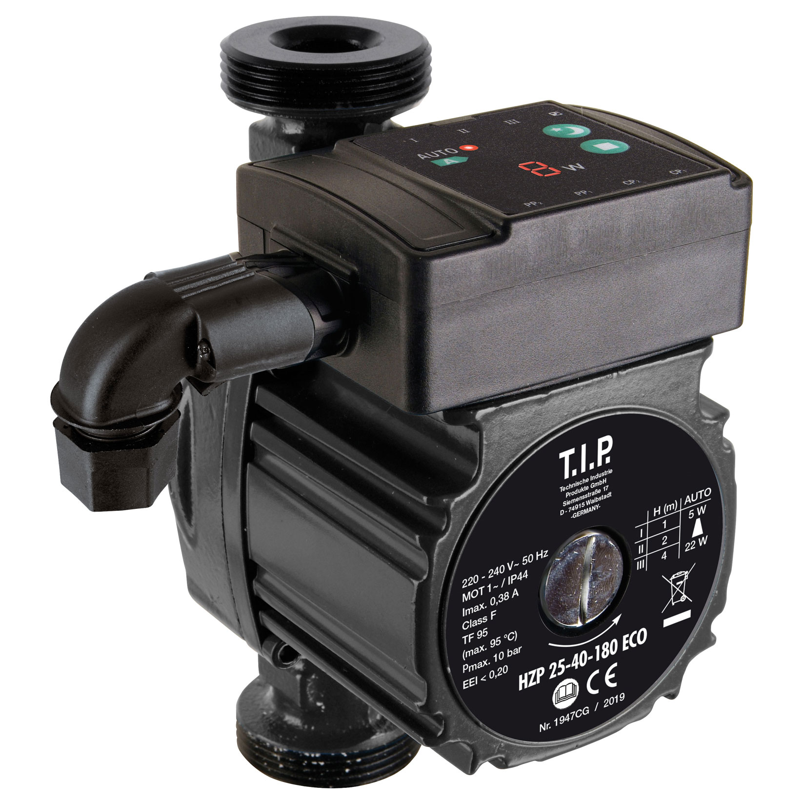 T.I.P. Heizungszirkulationspumpe HZP 25-40-180 ECO 
