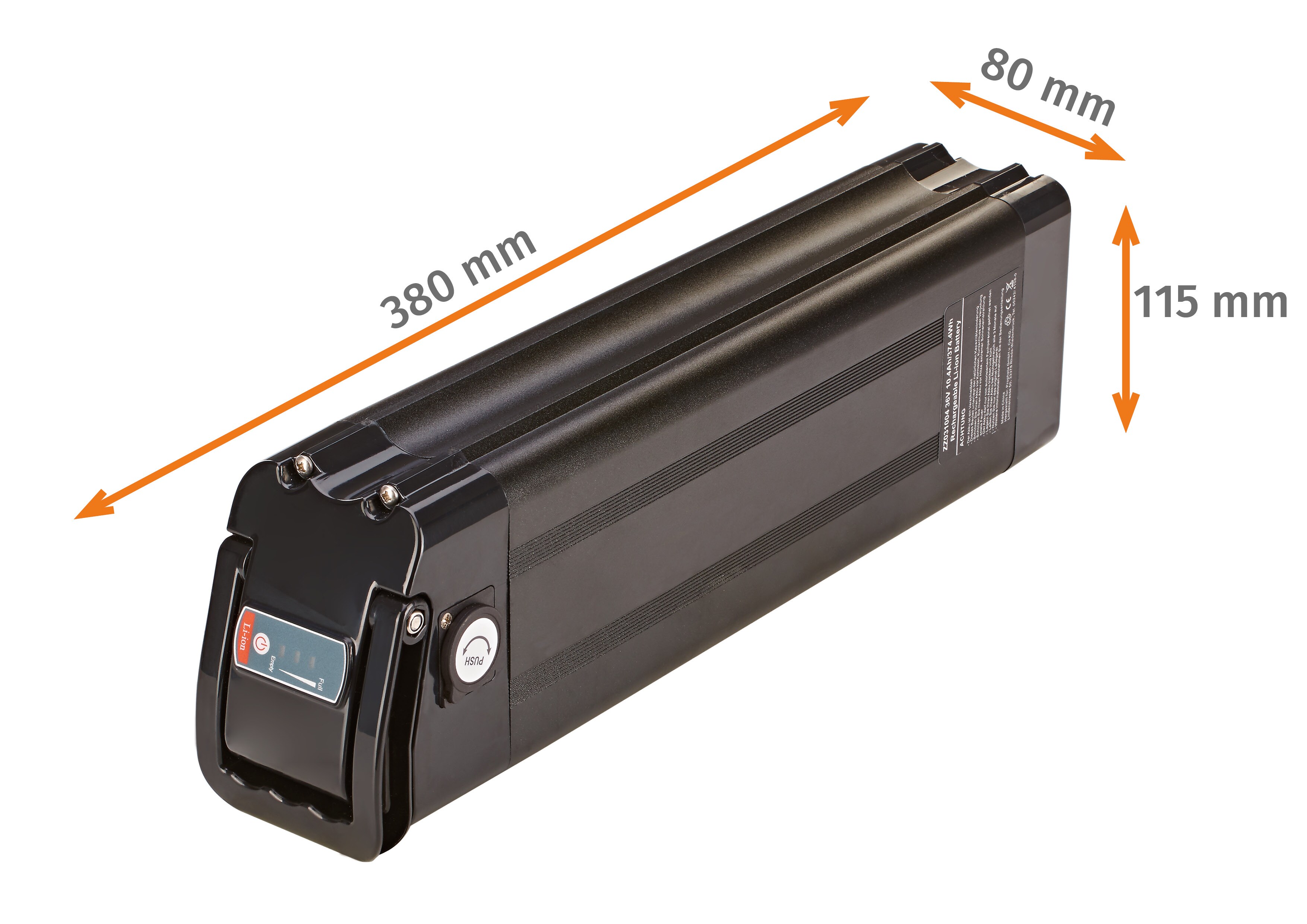 Sitzrohr Akku, Li-Ionen, 36 V / 10,4 Ah (374,4 Wh) 