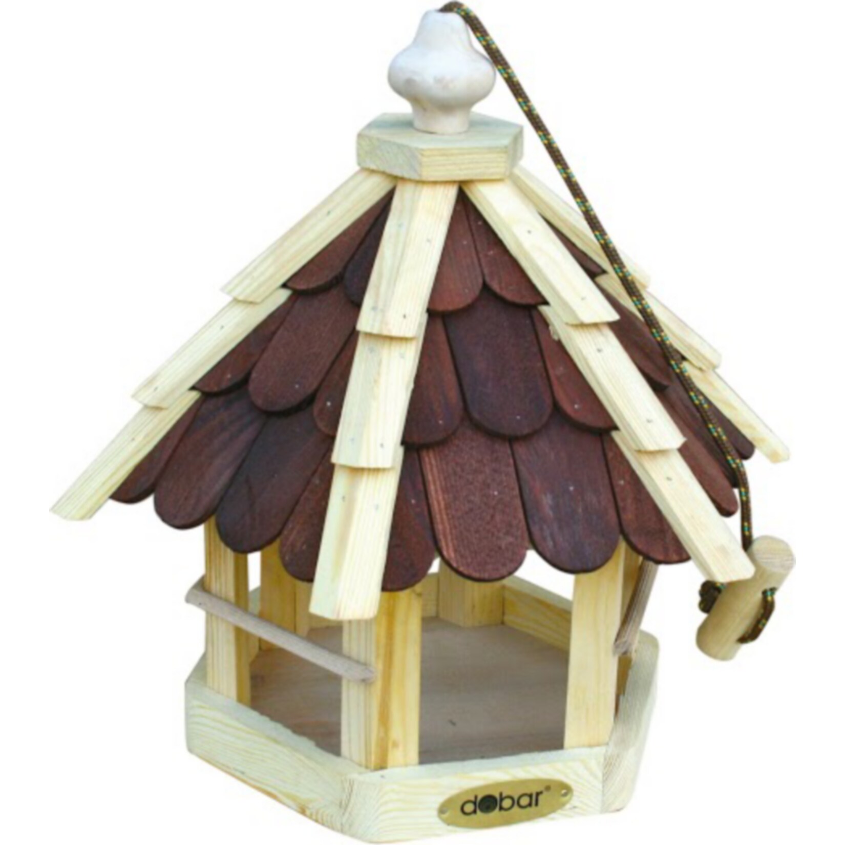 dobar Futterhaus mit lasierten Holzschindeln inkl. Kordel 