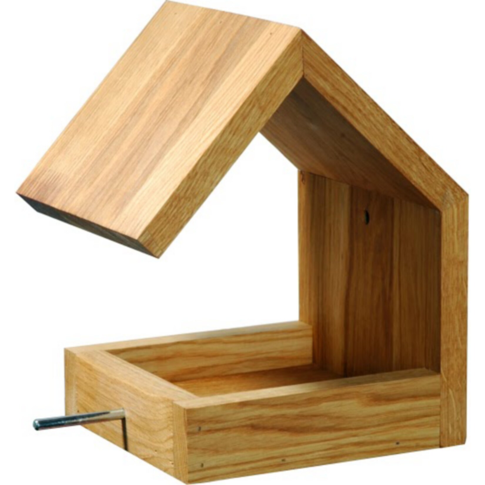 Eiche-Futterhaus mit Satteldach und Anflugstange 