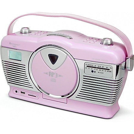 Soundmaster RCD1350PI Retro CD/MP3/USB Radio in pink 