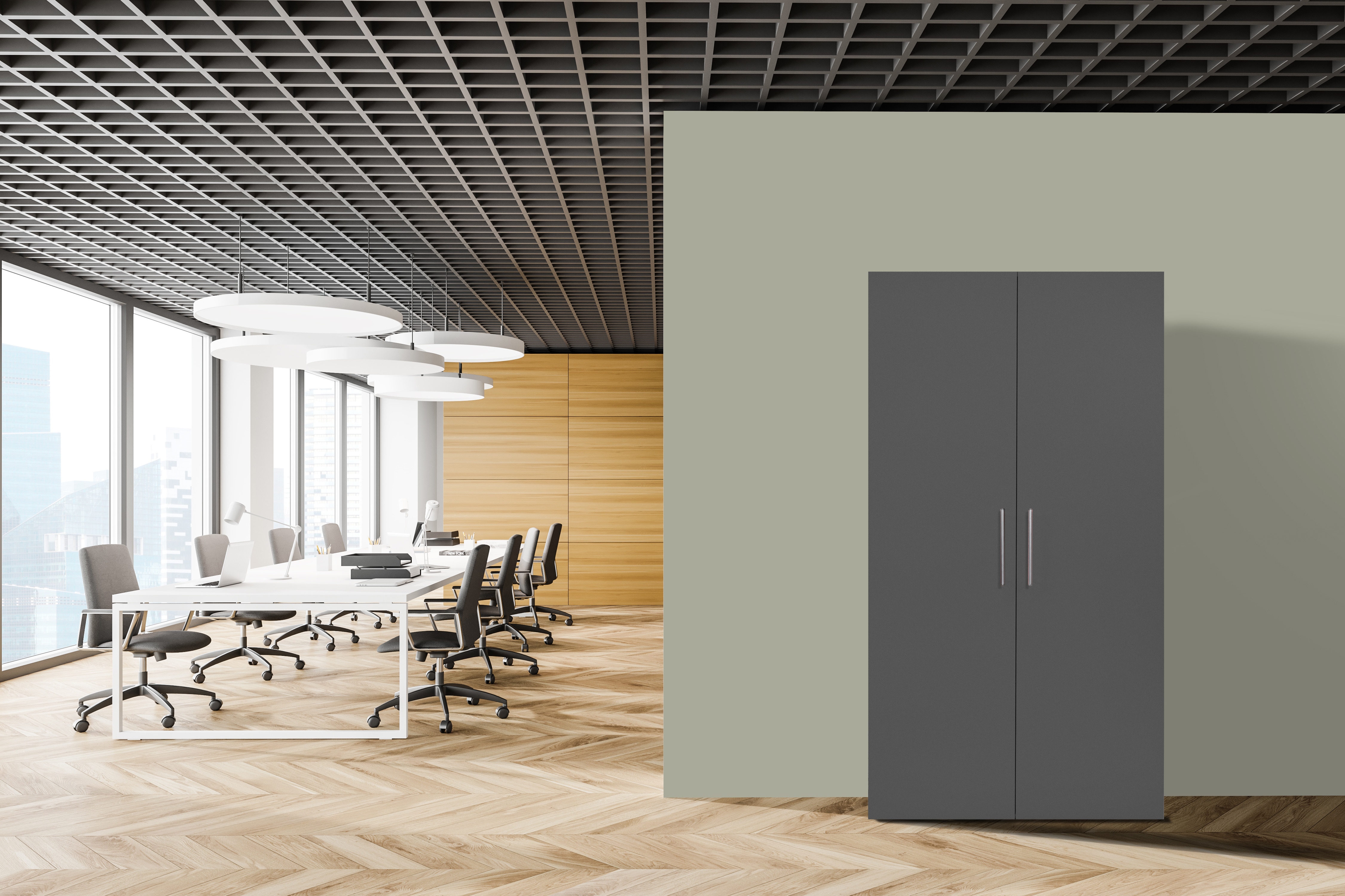 Respekta Schrankk&uuml;che SKWGMIS wei&szlig; grau inkl. Mikrowelle - Pantryauflage mit Duokochfeld 