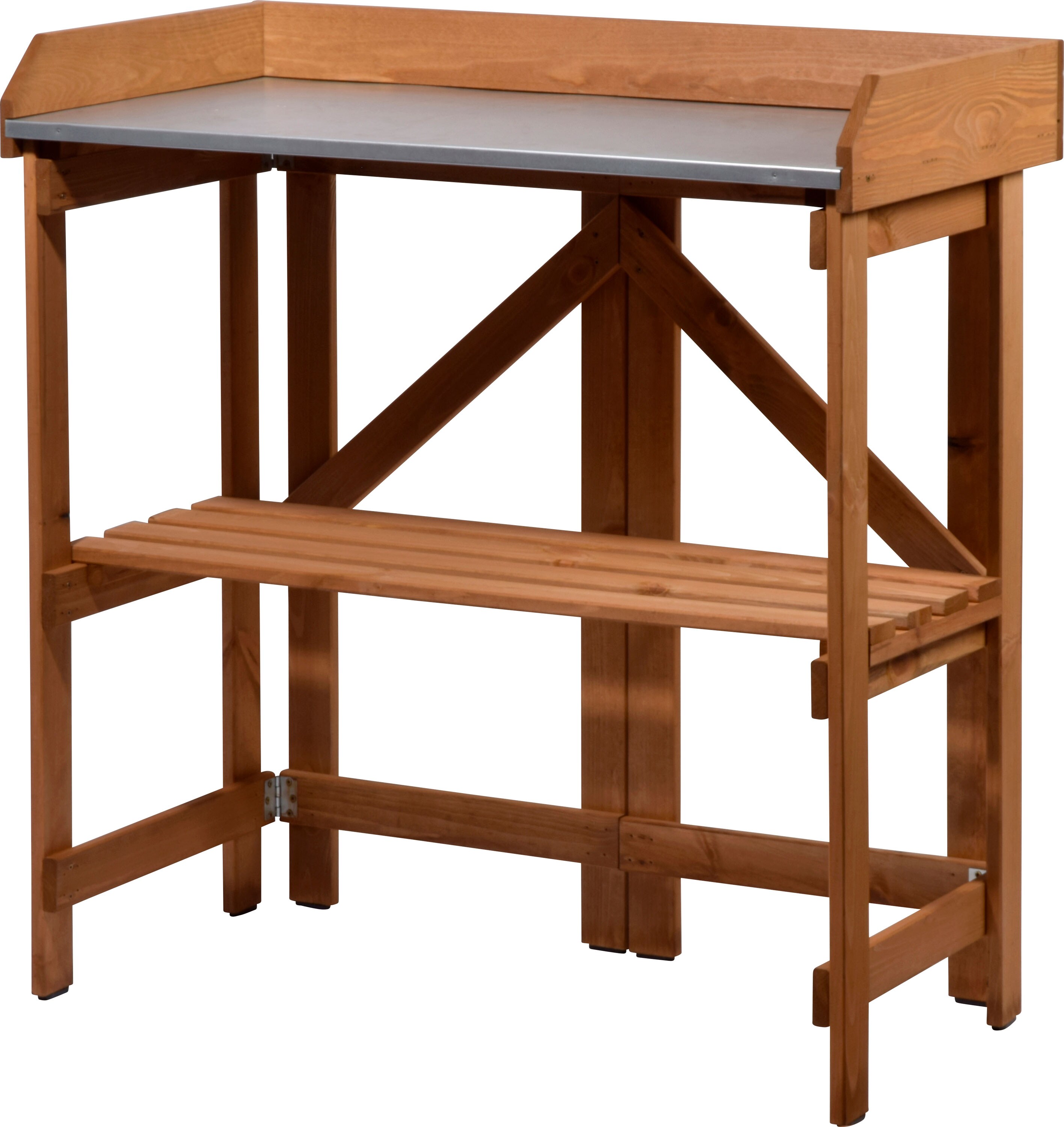 Dobar 29053 Zusammenklappbarer Pflanztisch aus Kiefernholz, 85 x 44 x 89 cm 