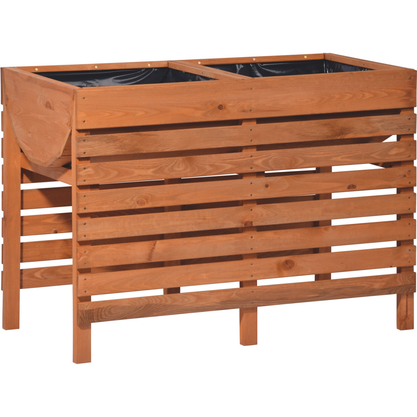 Dobar 58150e Doppelhochbeet inkl. Pflanzfolie, 100 x 50 x 71 cm 