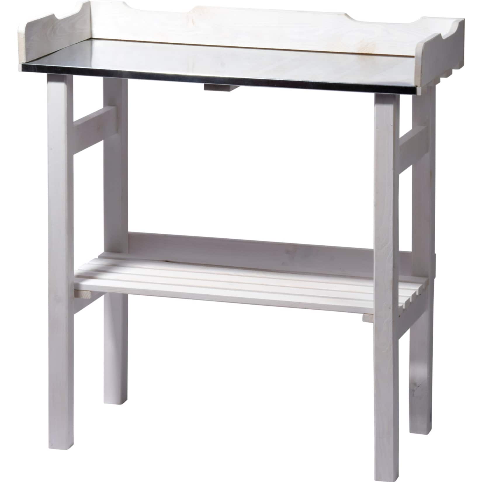 Dobar 29060e Pflanztisch aus impr&auml;gniertem Kiefernholz wei&szlig;, 78 x 38 x 84 cm 