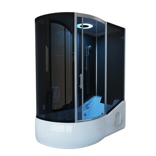 Home Deluxe All in 4in1 Duschkabine, schwarz, Anschlag links 