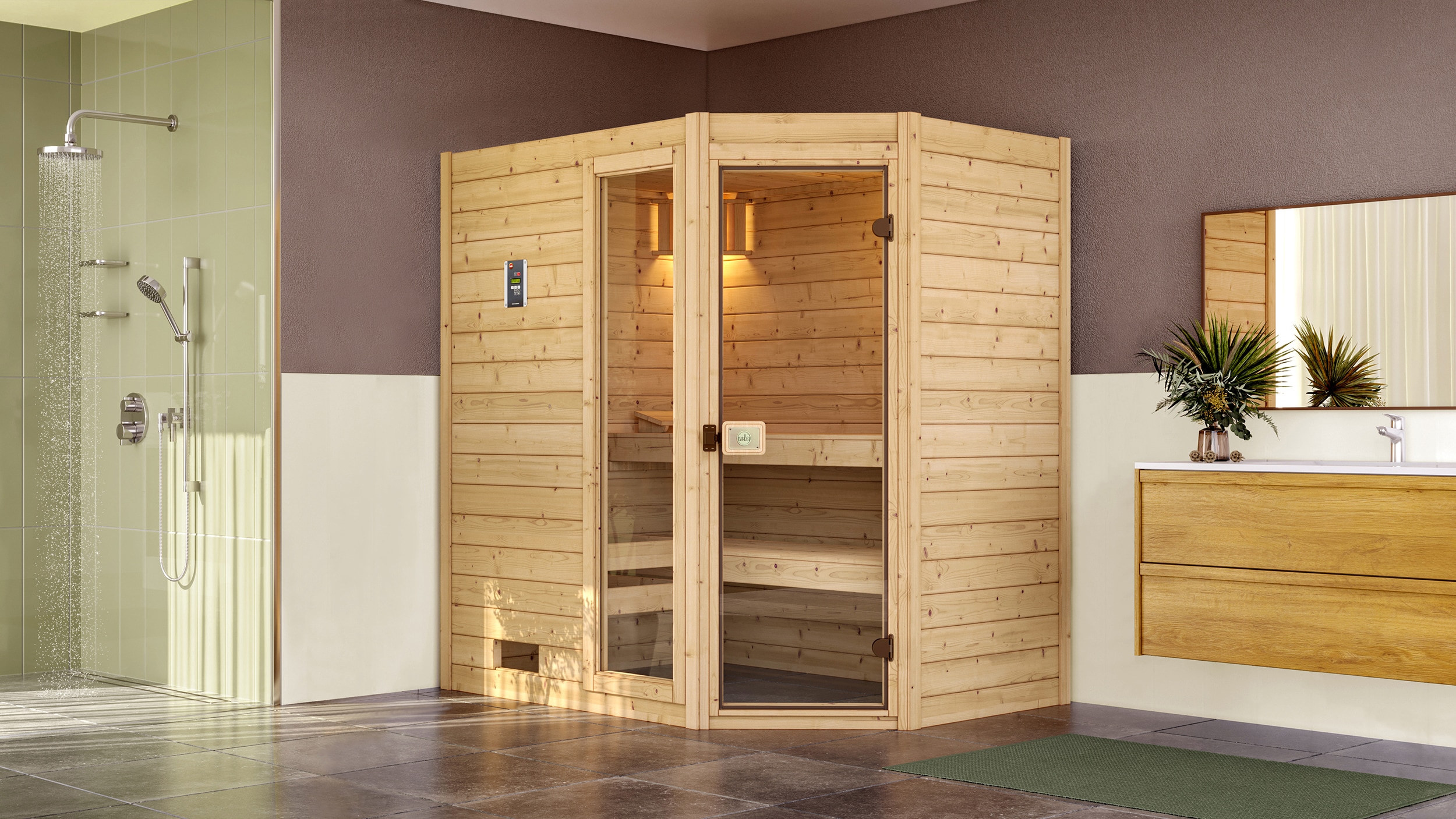 Weka Eck-Sauna Valida 1 Sparset 2, 189 x 203,5 x 139 cm 