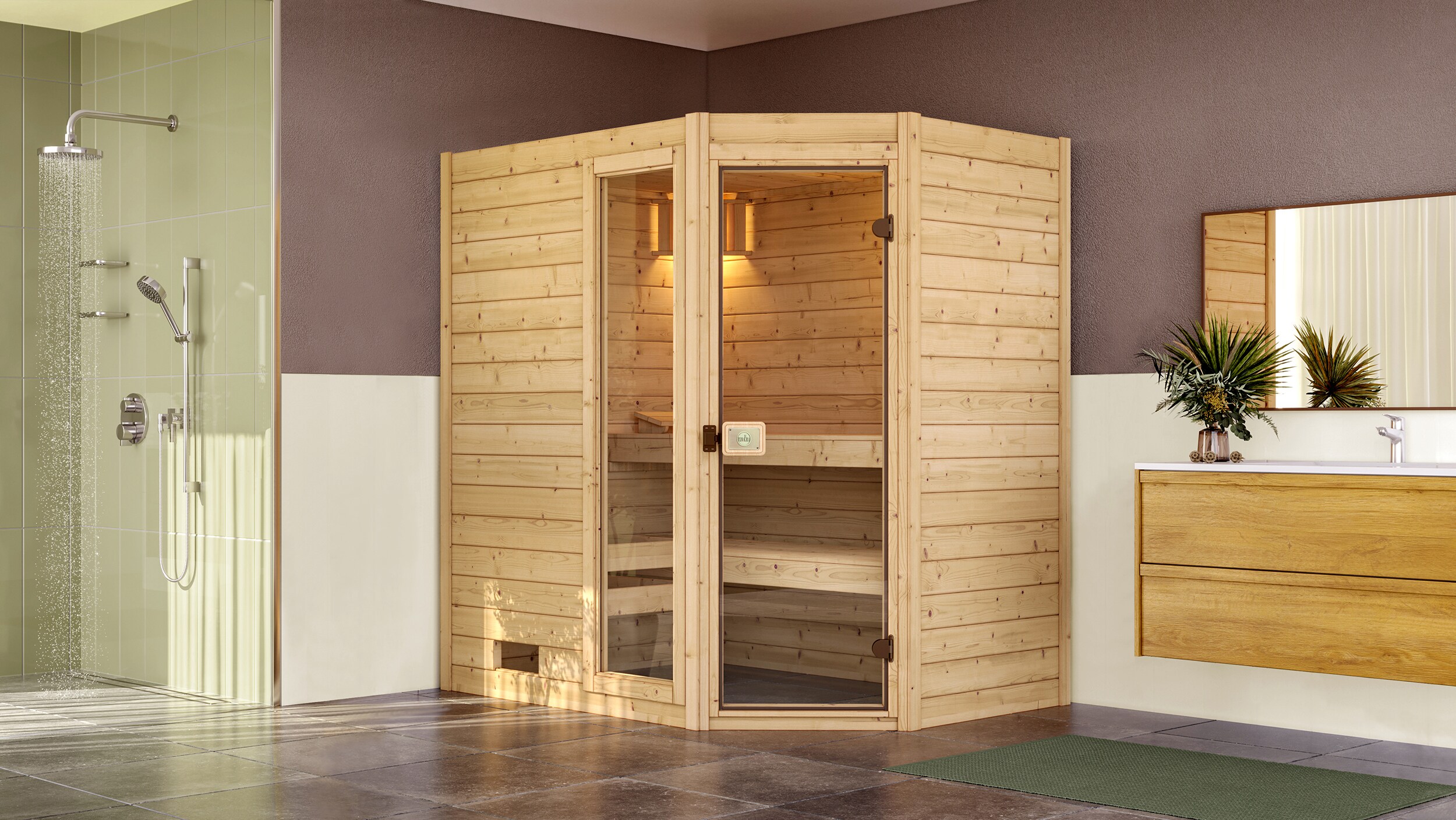 Weka Eck-Sauna Valida 1 Sparset 1, 189 x 203,5 x 139 cm 