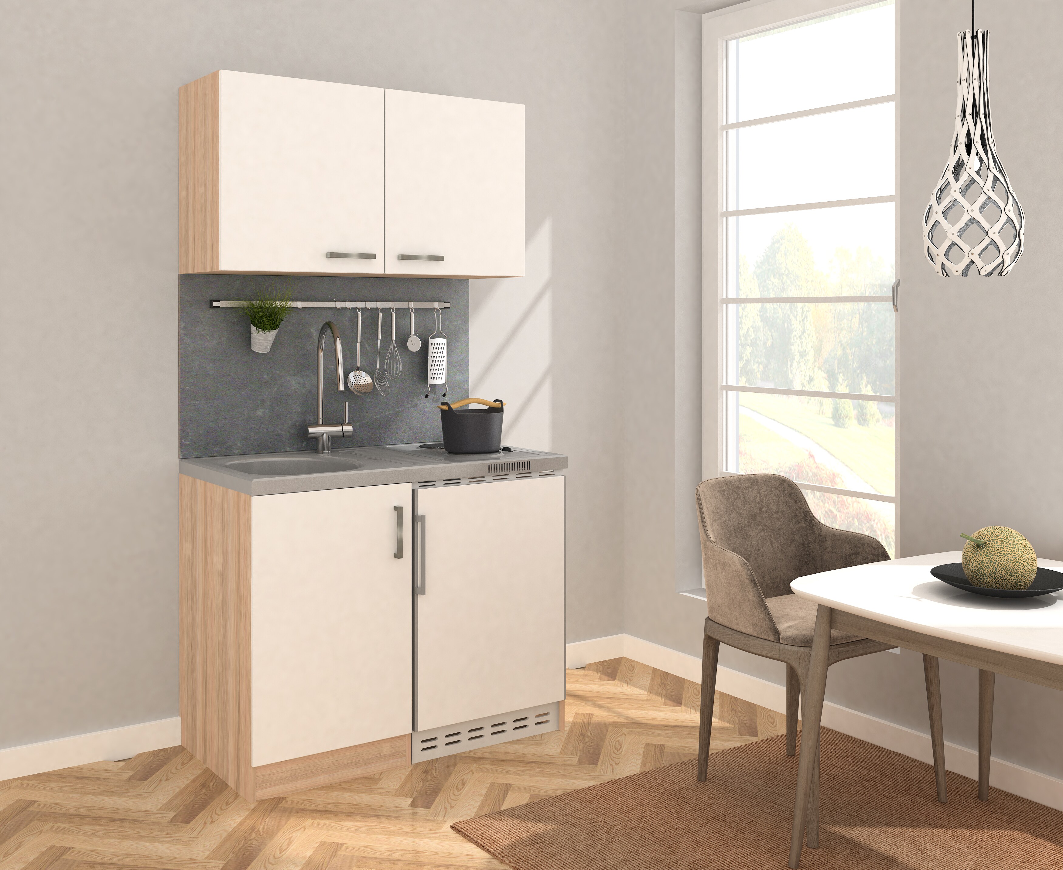 Respekta Minik&uuml;che MK100ESWOSS 100 cm wei&szlig; - Kochmulde 