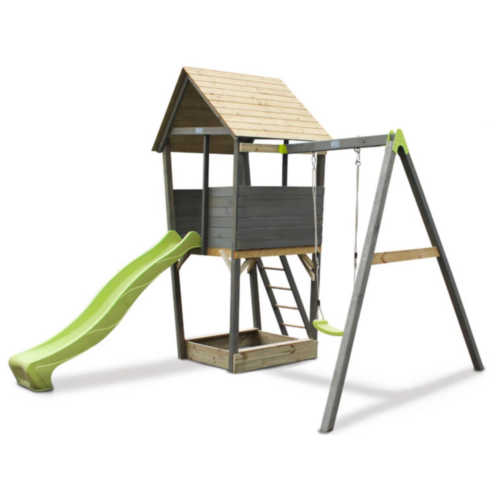 EXIT Aksent Spielturm mit Einzelschaukel, Rutsche und Sandkasten 