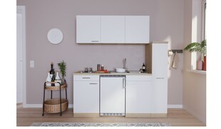 Respekta Küchenzeile KB180ESW 180 cm Weiß-Eiche Sägerau Nachbildung 