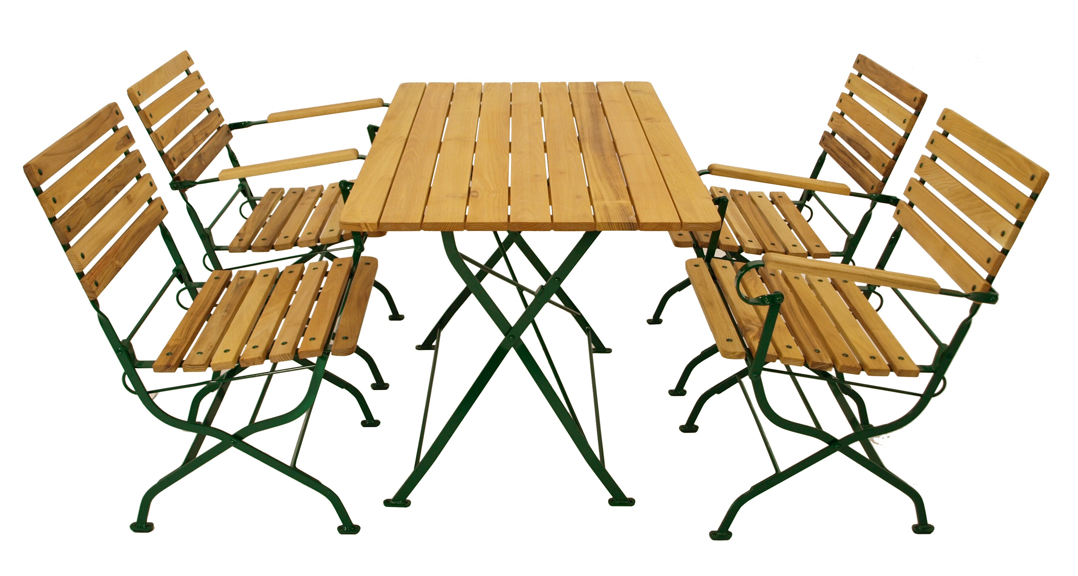 Klappgarnitur PASSAU 5-teilig, Flachstahl gr&uuml;n + Robinie, klappbar 