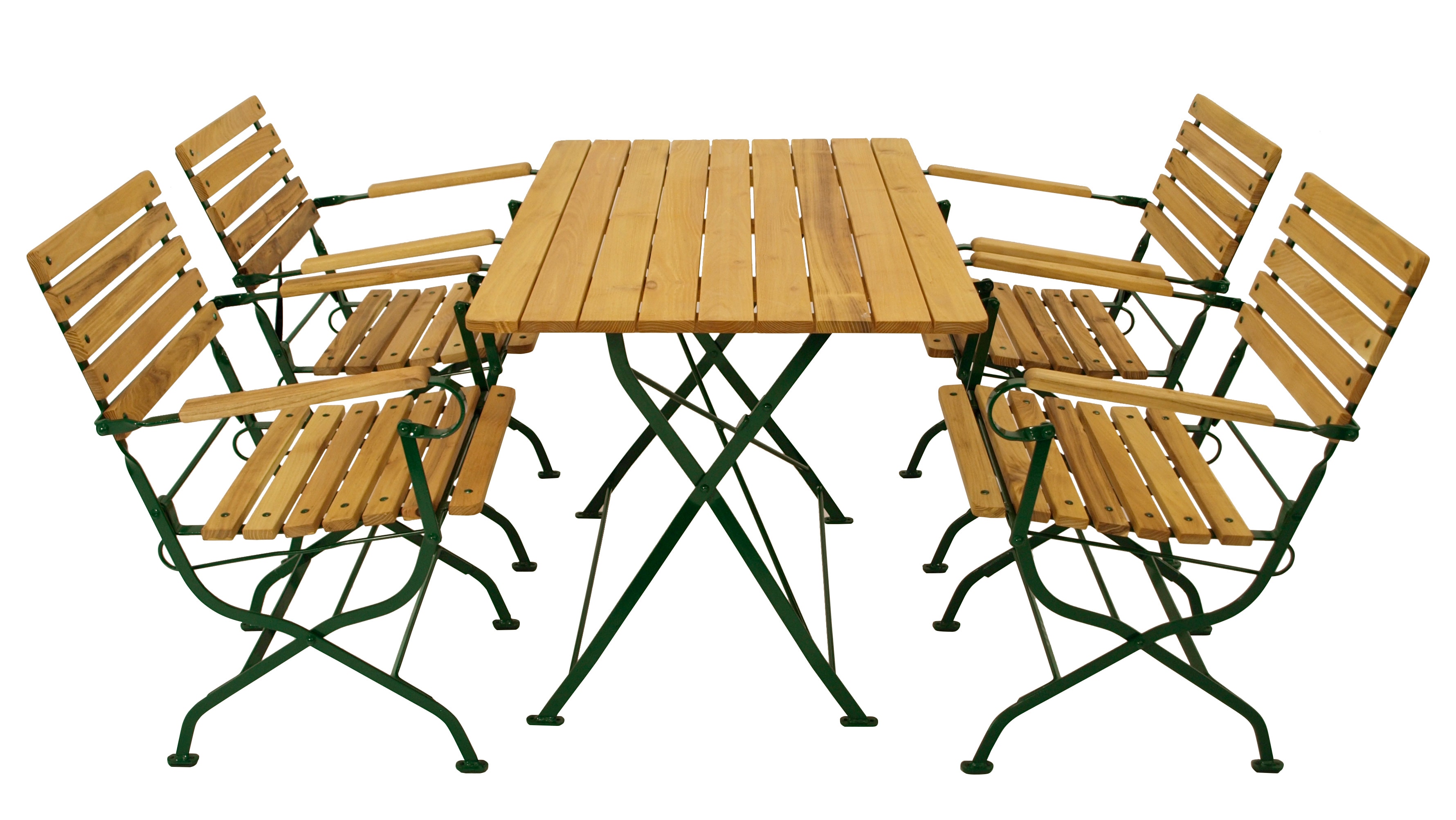 Klappgarnitur PASSAU 5-teilig, Flachstahl gr&uuml;n + Robinie, klappbar 
