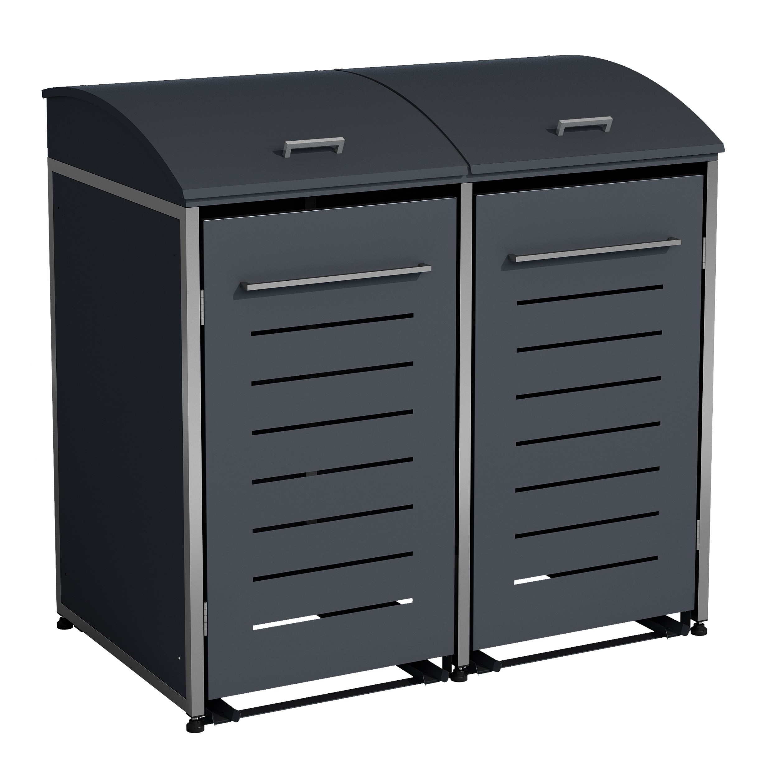 M&uuml;lltonnenbox KIEL 139x83x136cm f&uuml;r 2x Tonne 120 und 240 Liter, Stahl anthrazit + Edelstahl 