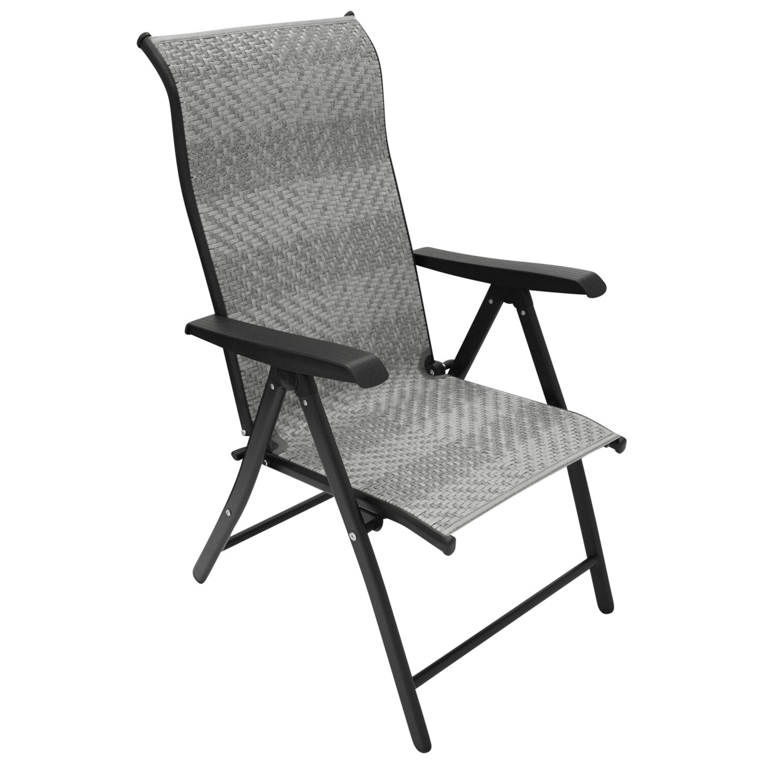 Klappsessel ANTIBES Hochlehner, Metall + Polyrattan grau, klappbar 