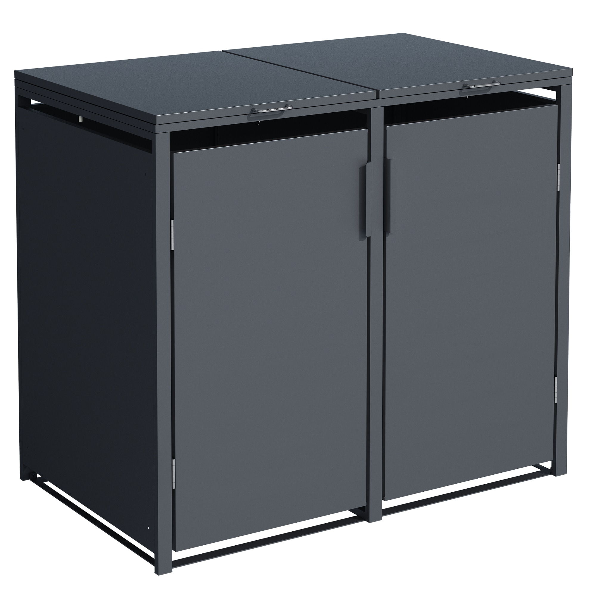 M&uuml;lltonnenbox M&Uuml;NCHEN 115x62x102cm f&uuml;r 2x KLEINE Tonnen 120 Liter, Stahl anthrazit 