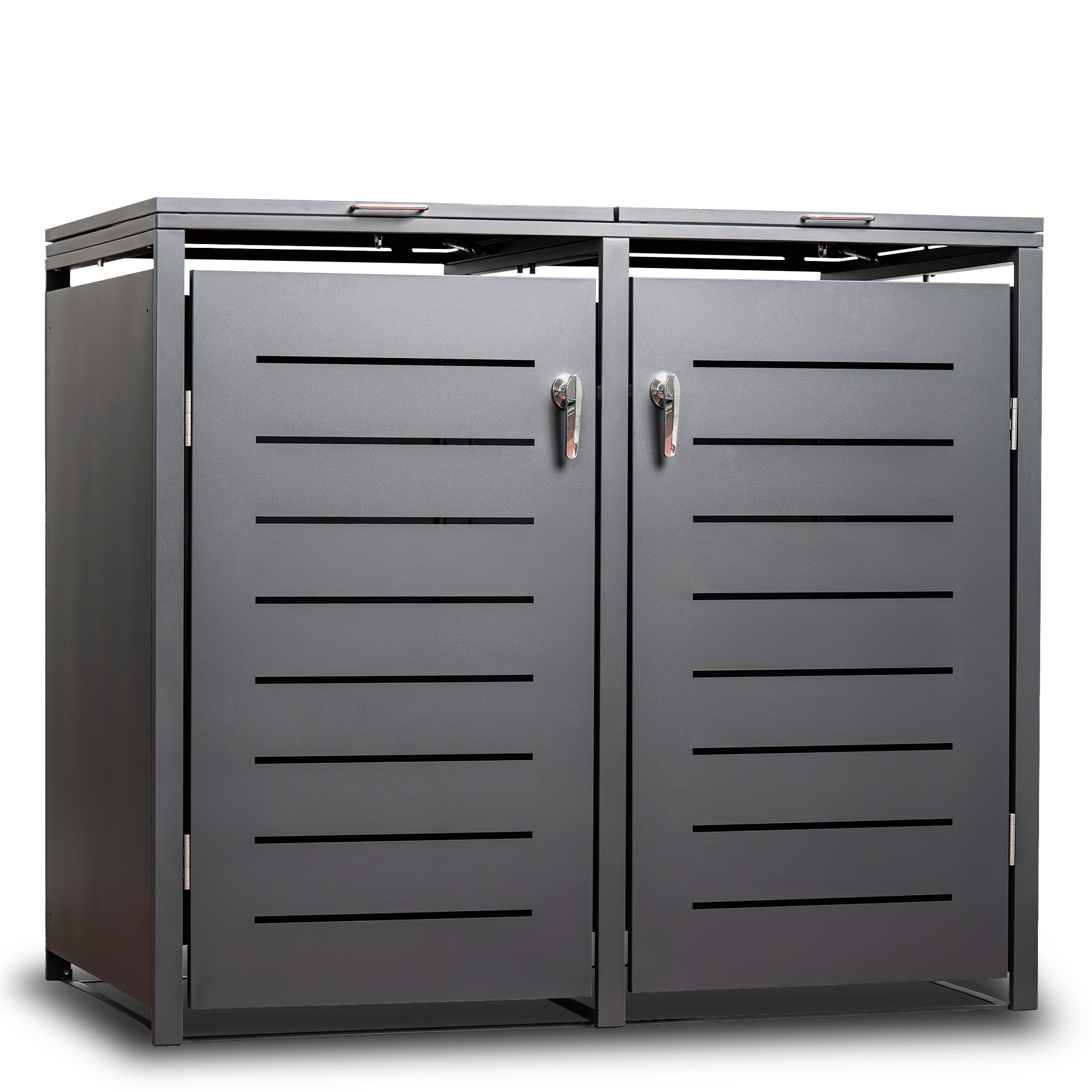 M&uuml;lltonnenbox K&Ouml;LN 115x62x102cm f&uuml;r 2x Tonnen 120 Liter, Stahl anthrazit 