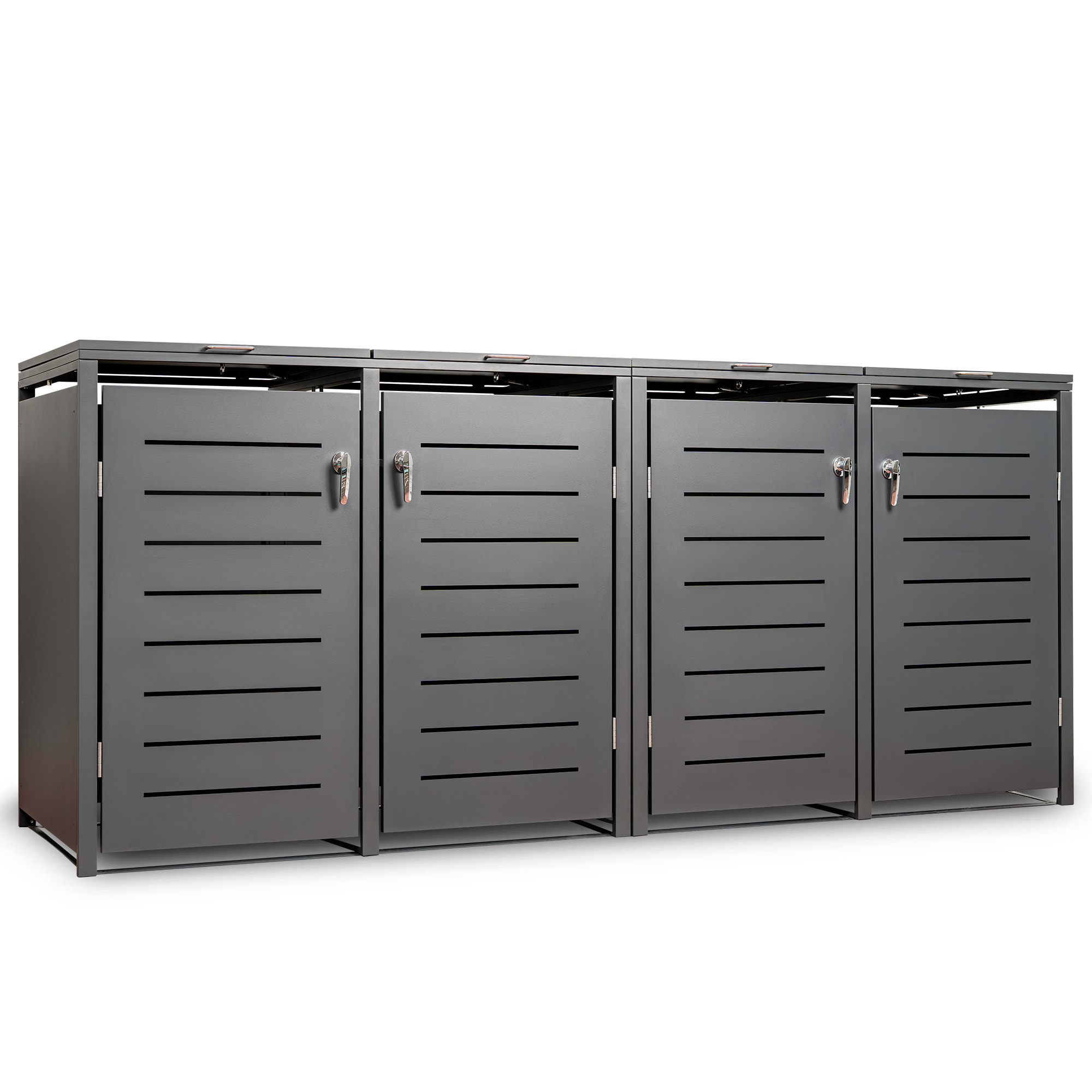 M&uuml;lltonnenbox K&Ouml;LN 230x62x102cm f&uuml;r 4x Tonnen 120 Liter, Stahl anthrazit 