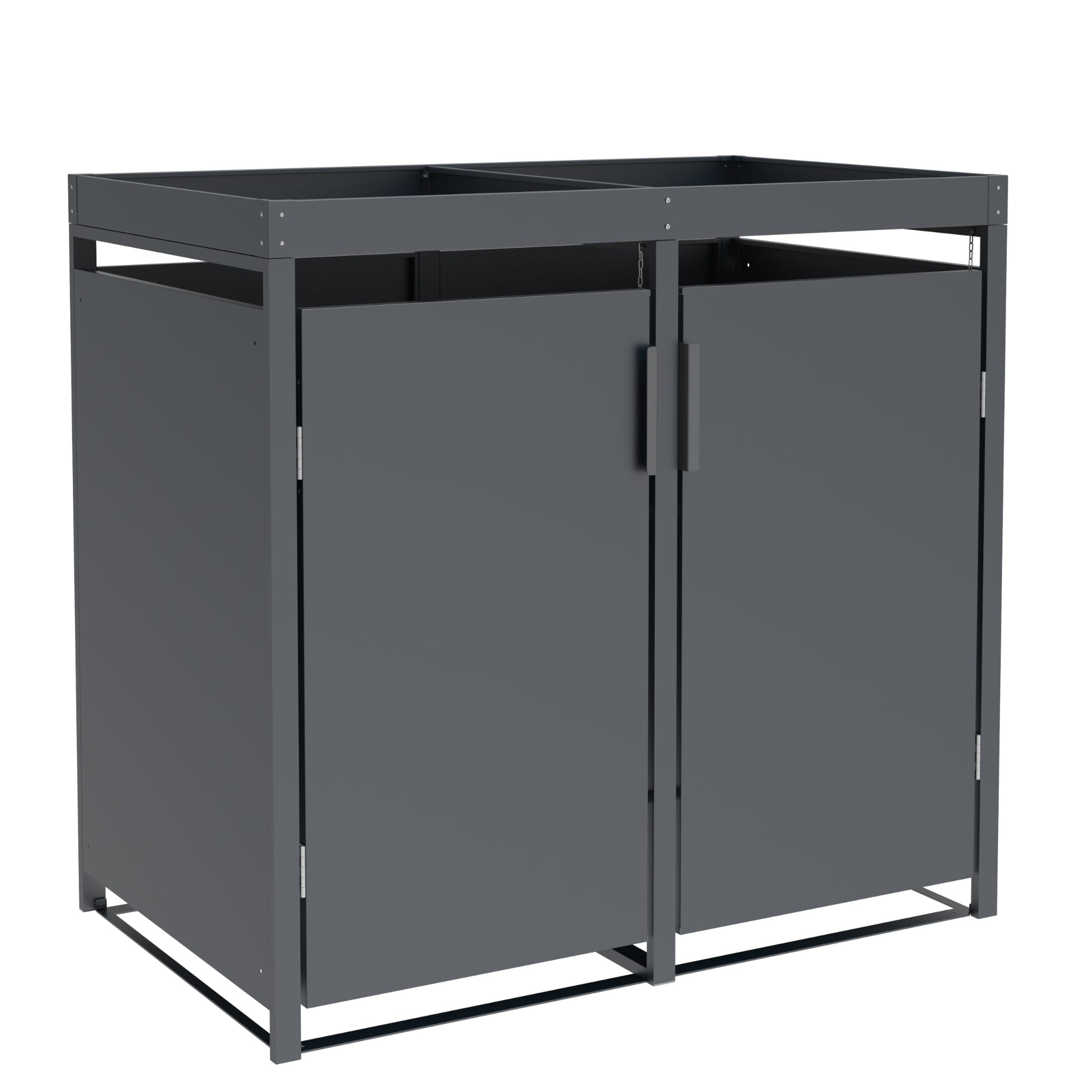 M&uuml;lltonnenbox ULM 132x80x124cm mit Pfanzkasten, f&uuml;r 2x Tonnen 120 und 240 Liter, Stahl anthrazit 