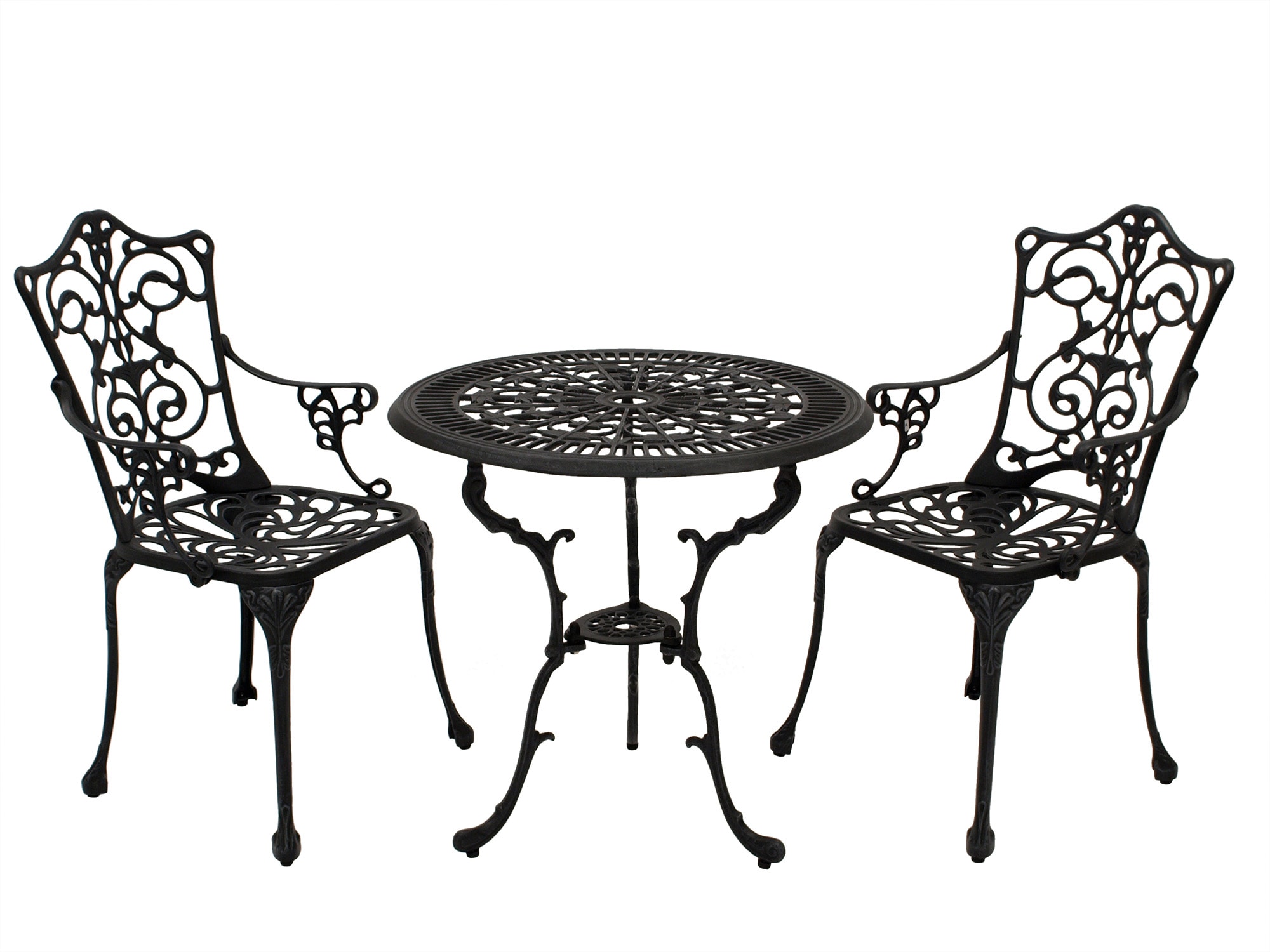 Bistroset Jugendstil 3-teilig, Aluguss grau antik 