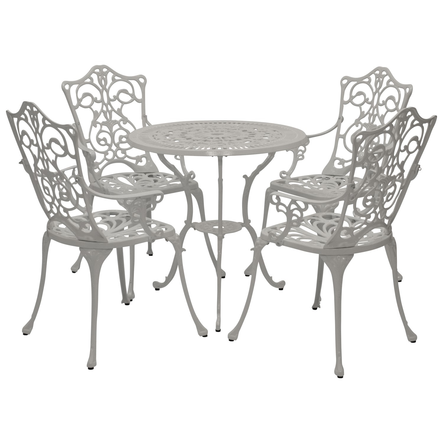 Bistroset Jugendstil 5-teilig, Aluguss weiss 