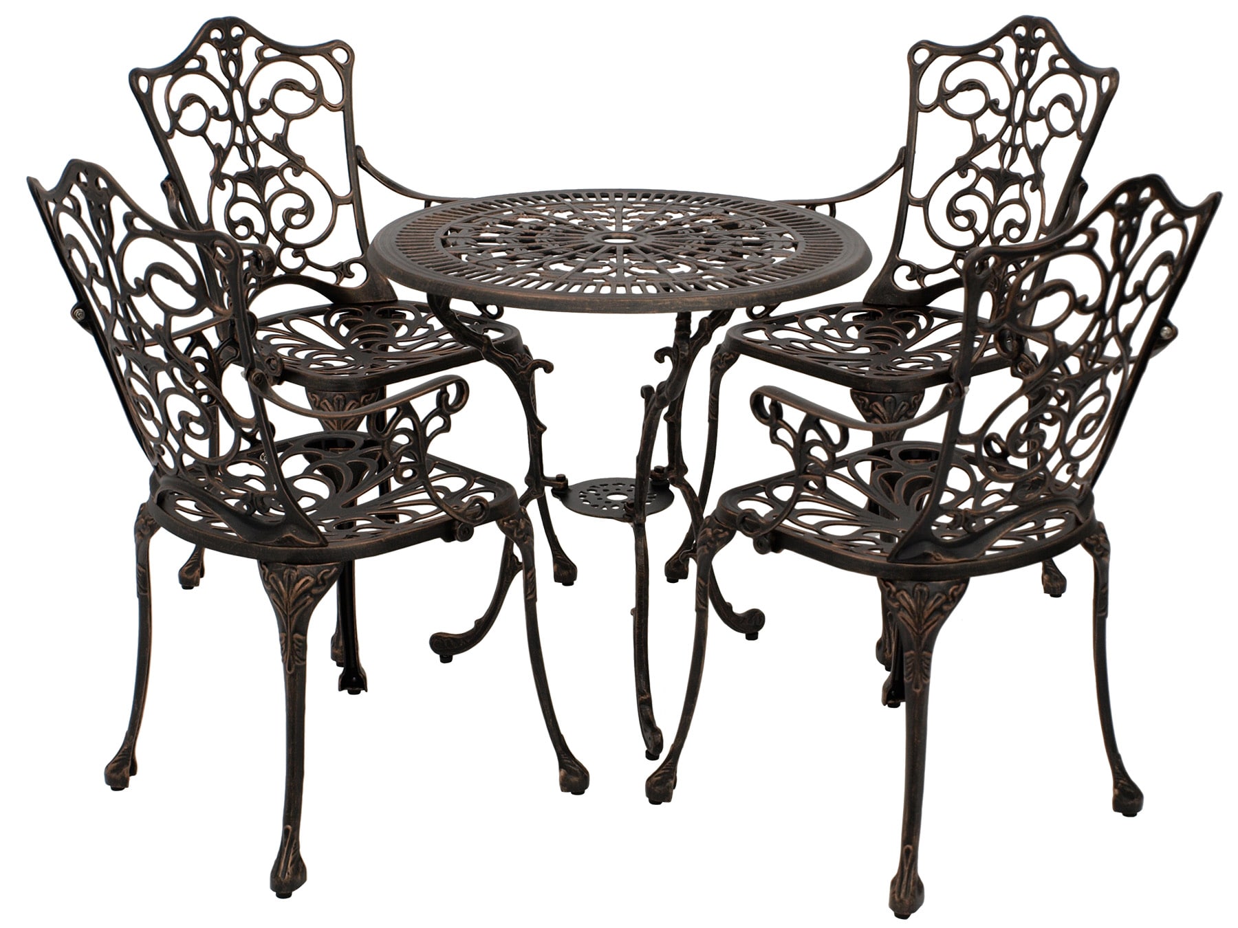 Bistroset Jugendstil 5-teilig, Aluguss bronze antik 