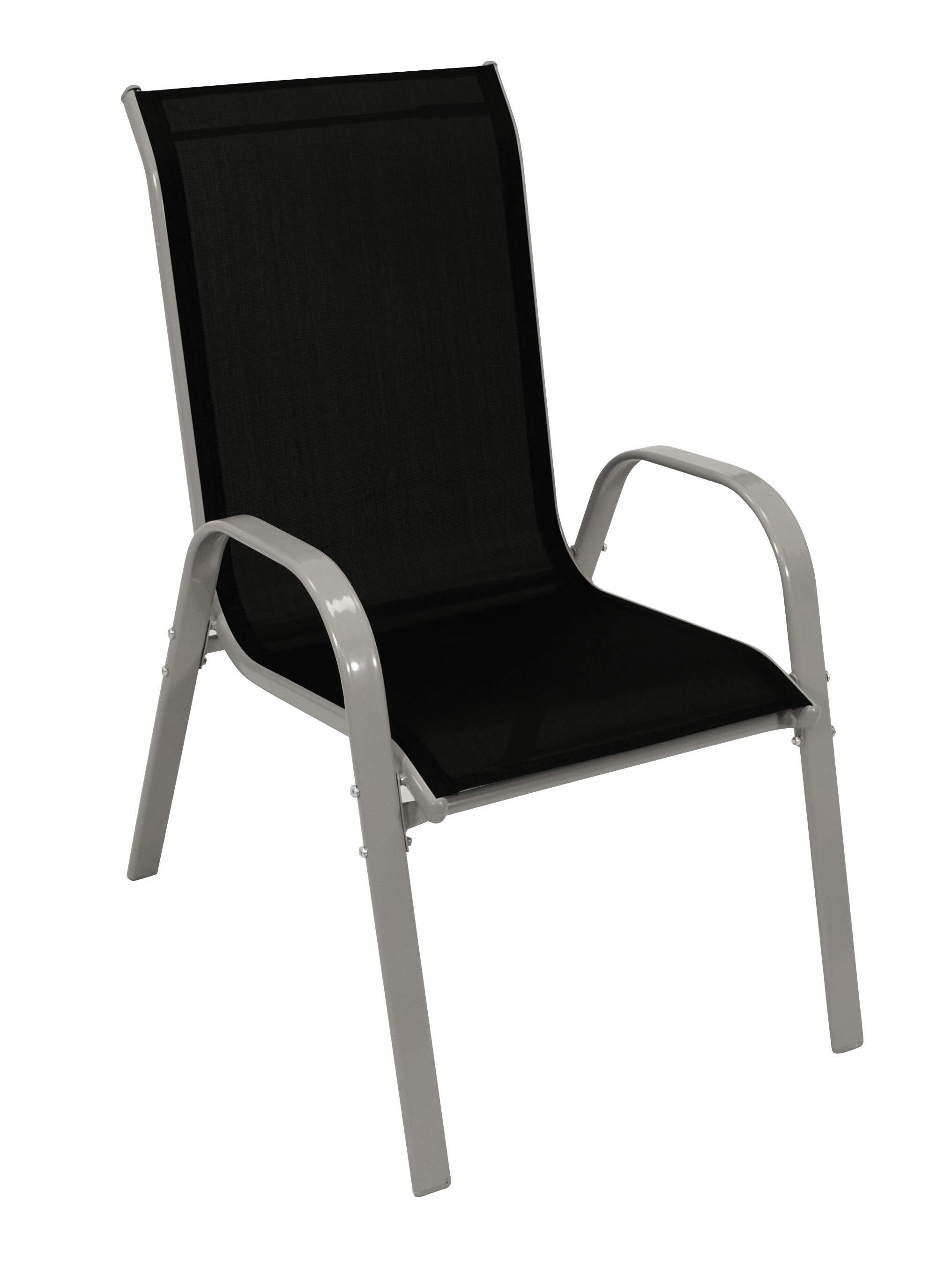 Stapelsessel PALAMOS, Metall + Textilgewebe schwarz, 4 St&uuml;ck 