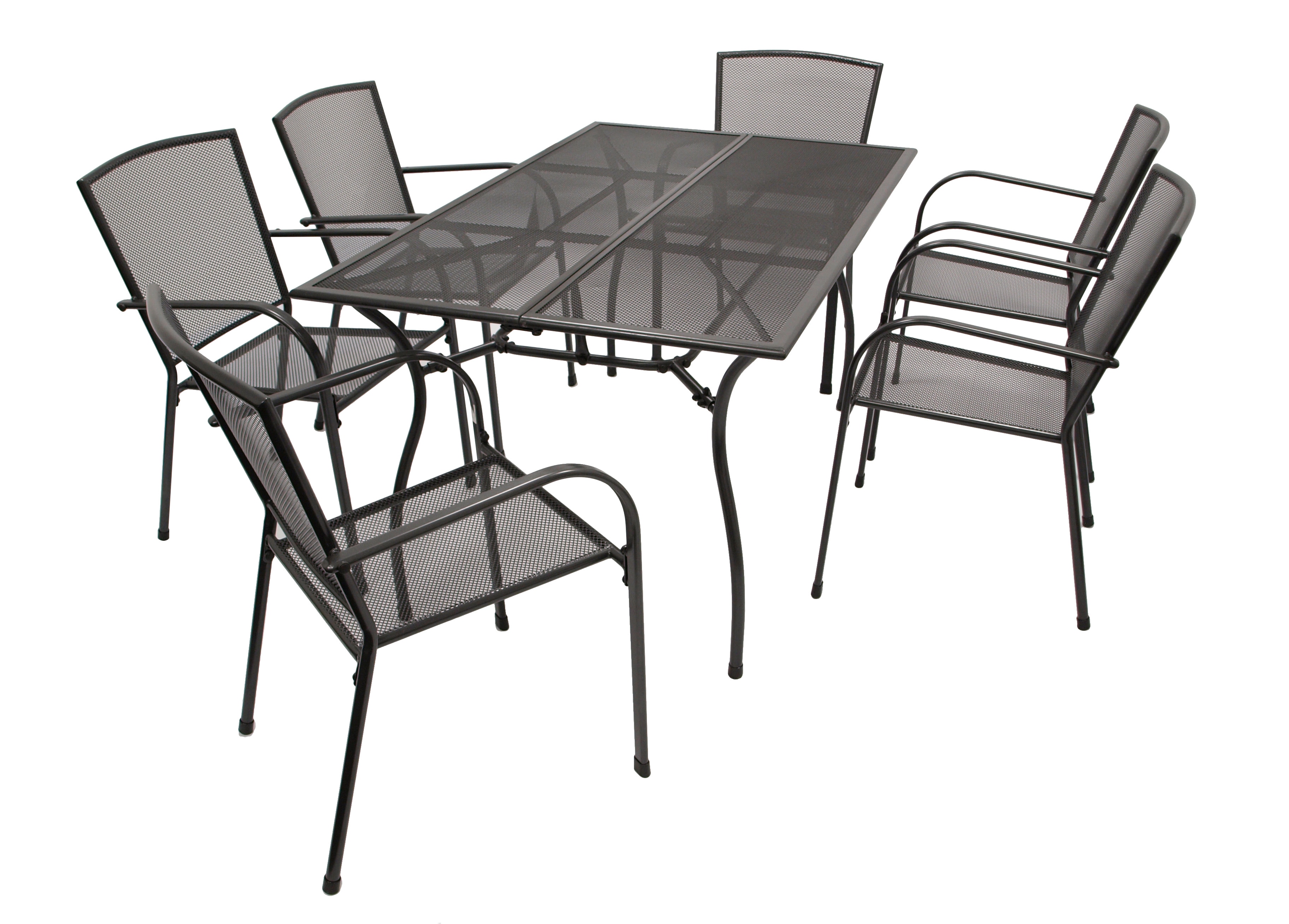 Garnitur CLASSIC 7-teilig, Streckmetall anthrazit (Tisch 90x150cm) 