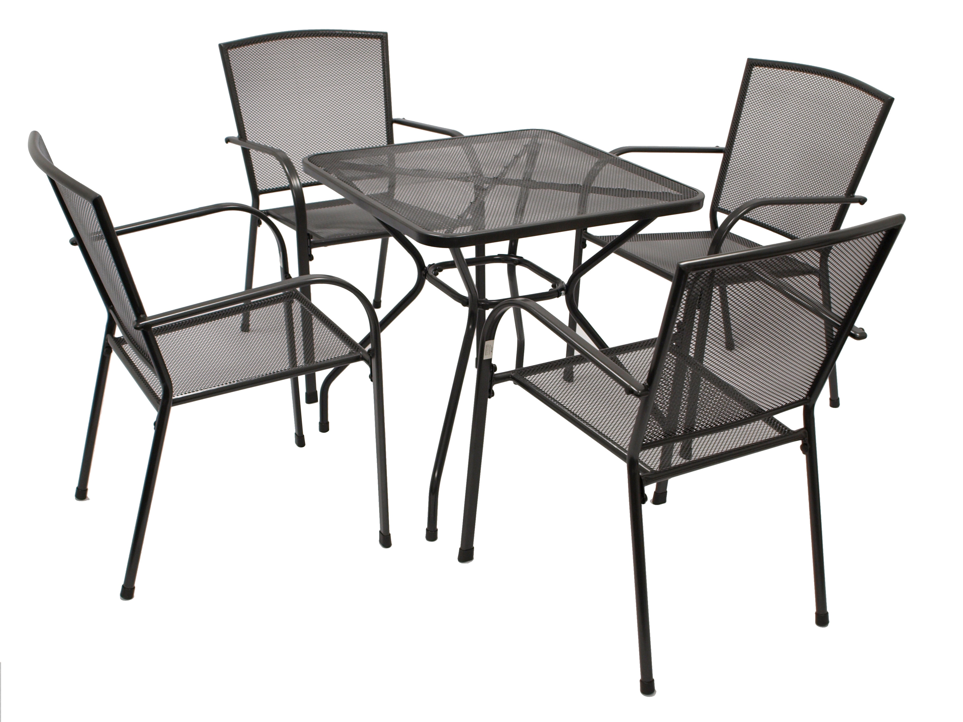 Garnitur CLASSIC 5-teilig, Streckmetall anthrazit (Tisch 70x70cm) 