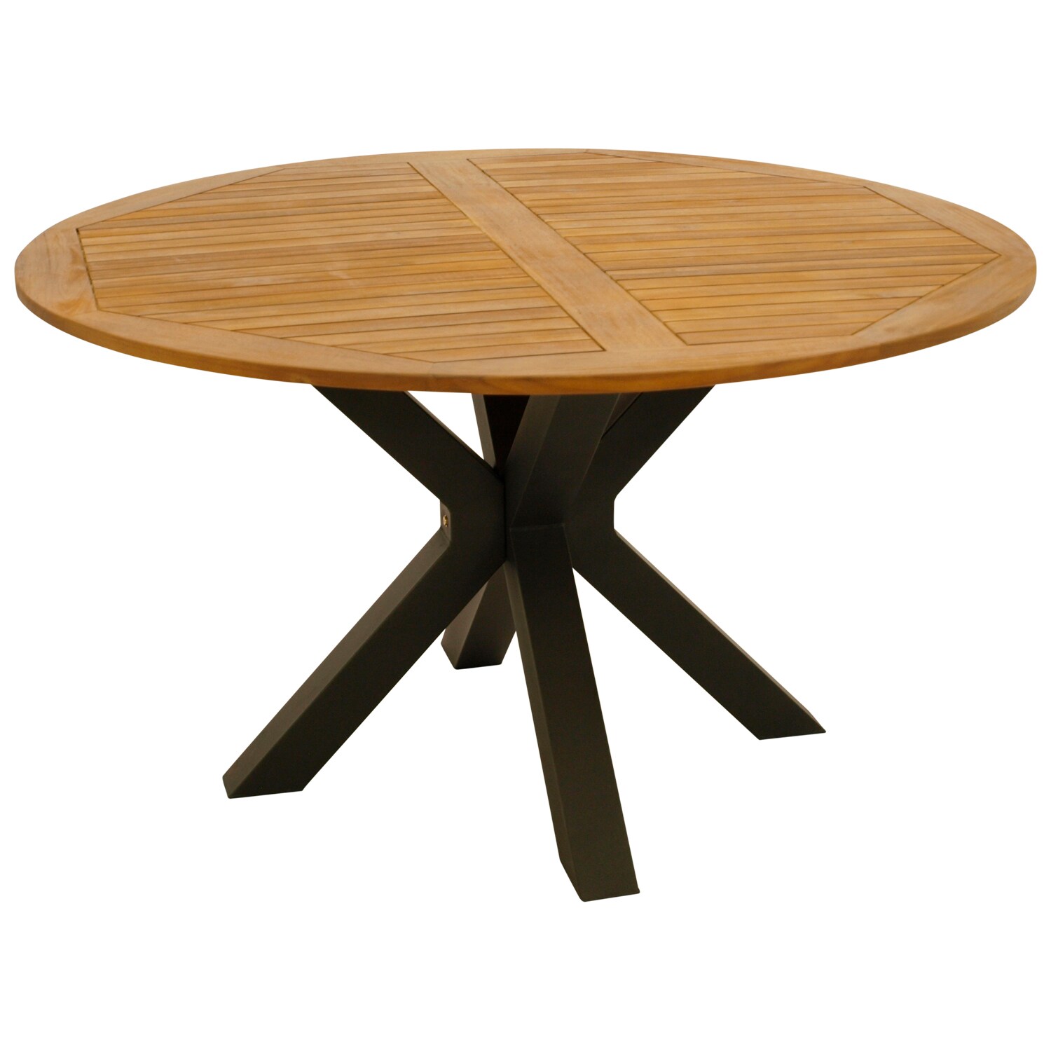 Tisch MADEIRA 130cm rund, Metall anthrazit + Akazie ge&ouml;lt 