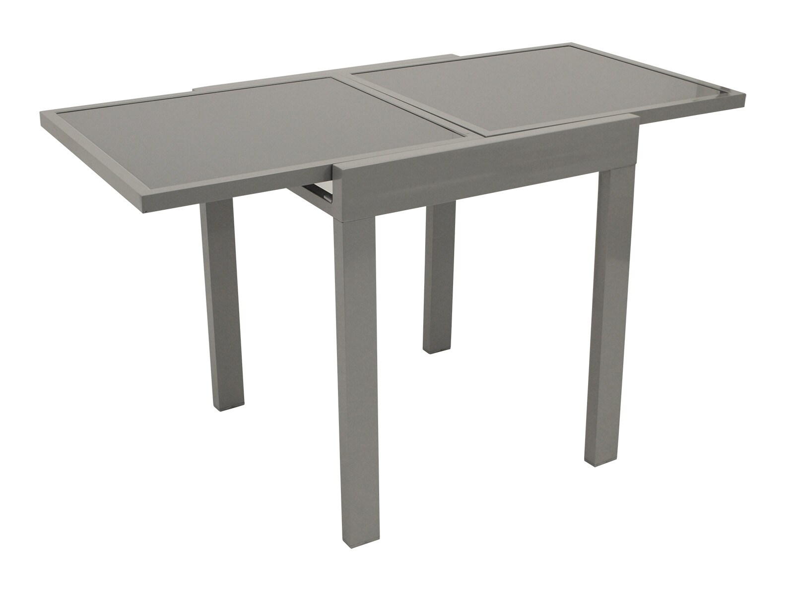Balkon-Ausziehtisch AMALFI 65/130x65cm, Aluminium silbergrau + Glas grau 
