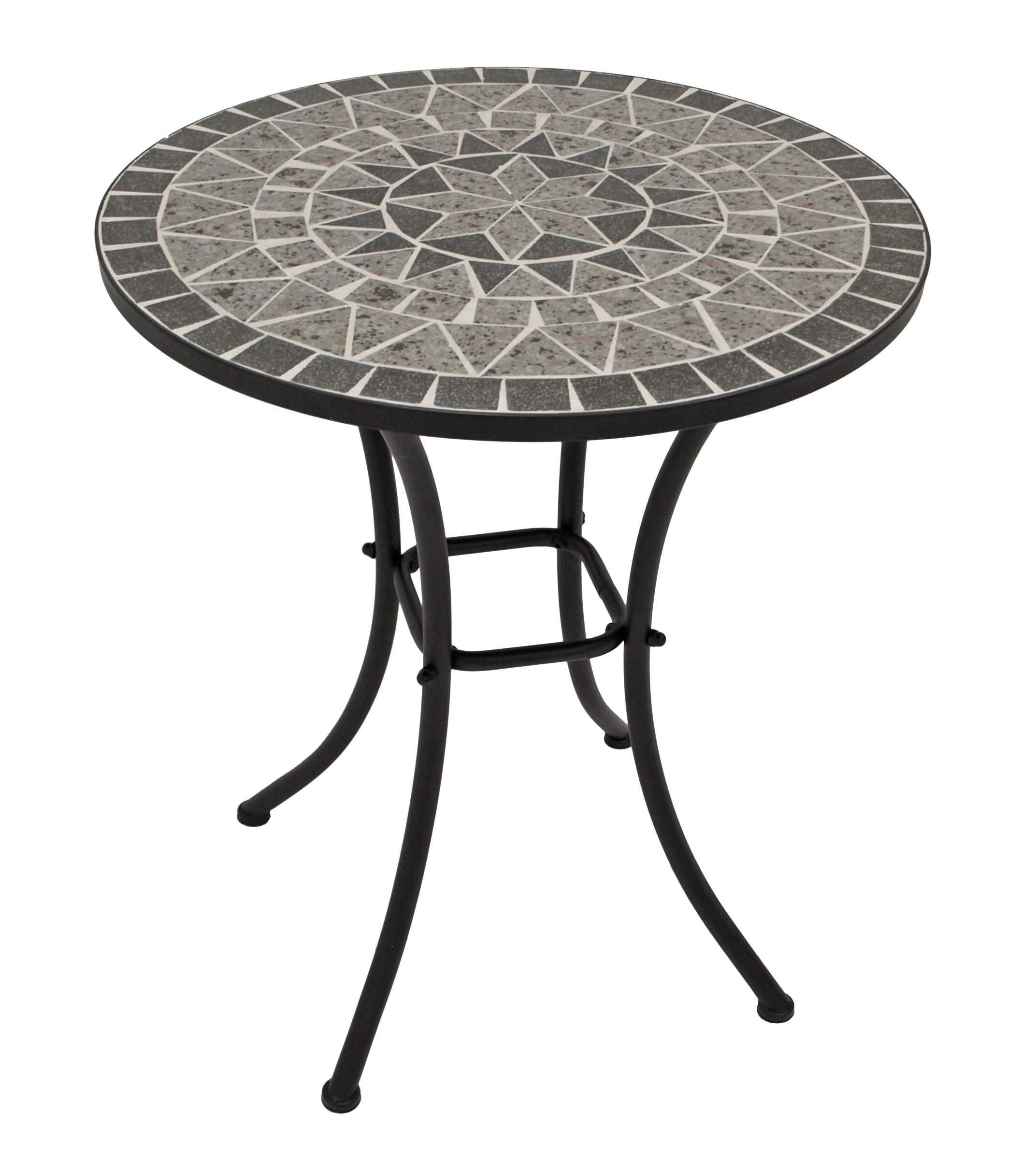 Bistrotisch SIENA 60cm rund, Eisen schwarz und Mosaik grau 