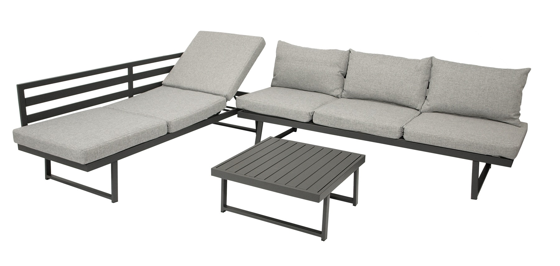 Funktions Lounge Set BOGOTA, Aluminium matt-grau, Polster hellgrau 