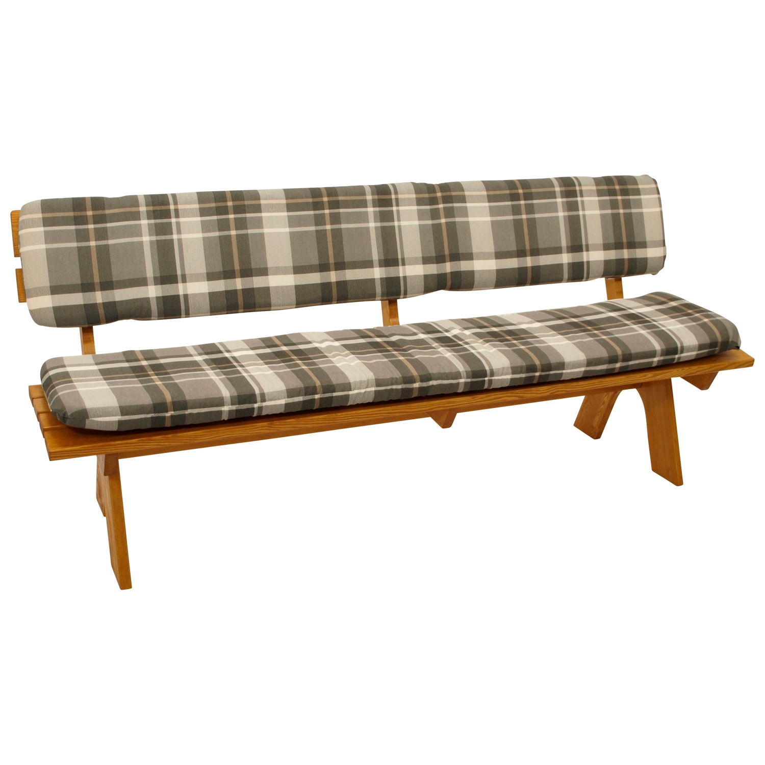Auflagenset SEATTLE f&uuml;r Bank 4-sitzer 195cm, grau/beige kariert, 2-teilig 