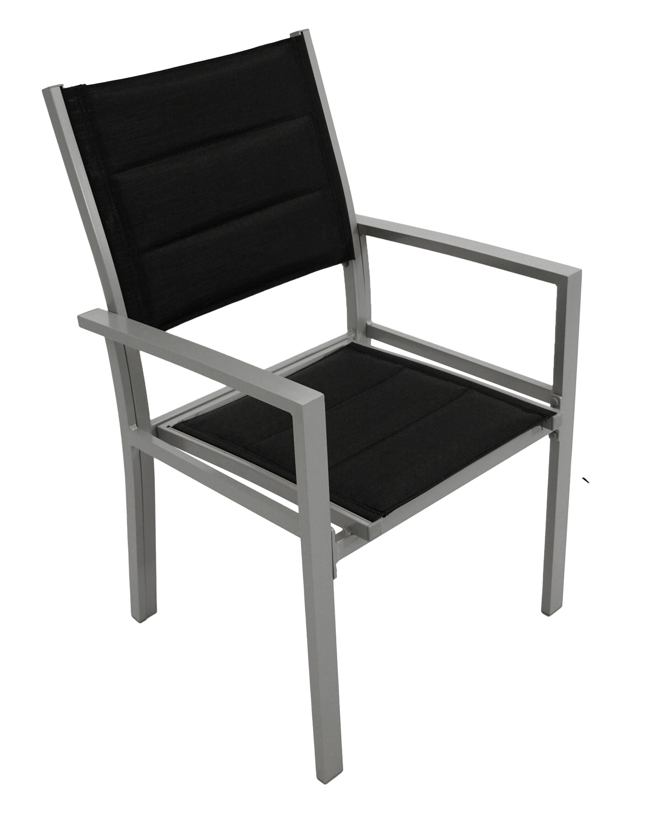 Sessel MADEIRA, Aluminium silbergrau + Textilgewebe gepolstert schwarz, 2 St&uuml;ck 