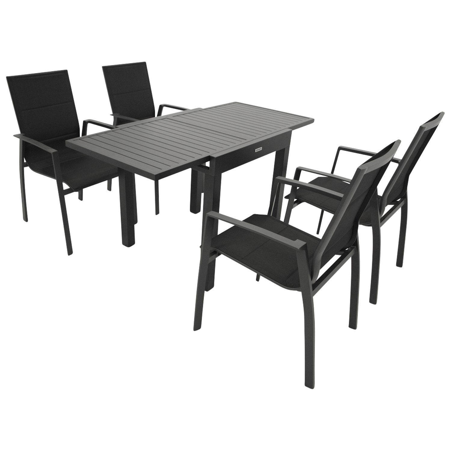 Garnitur ALCUDIA 5-teilig,  Aluminium anthrazit + Kunstgewebe schwarz 
