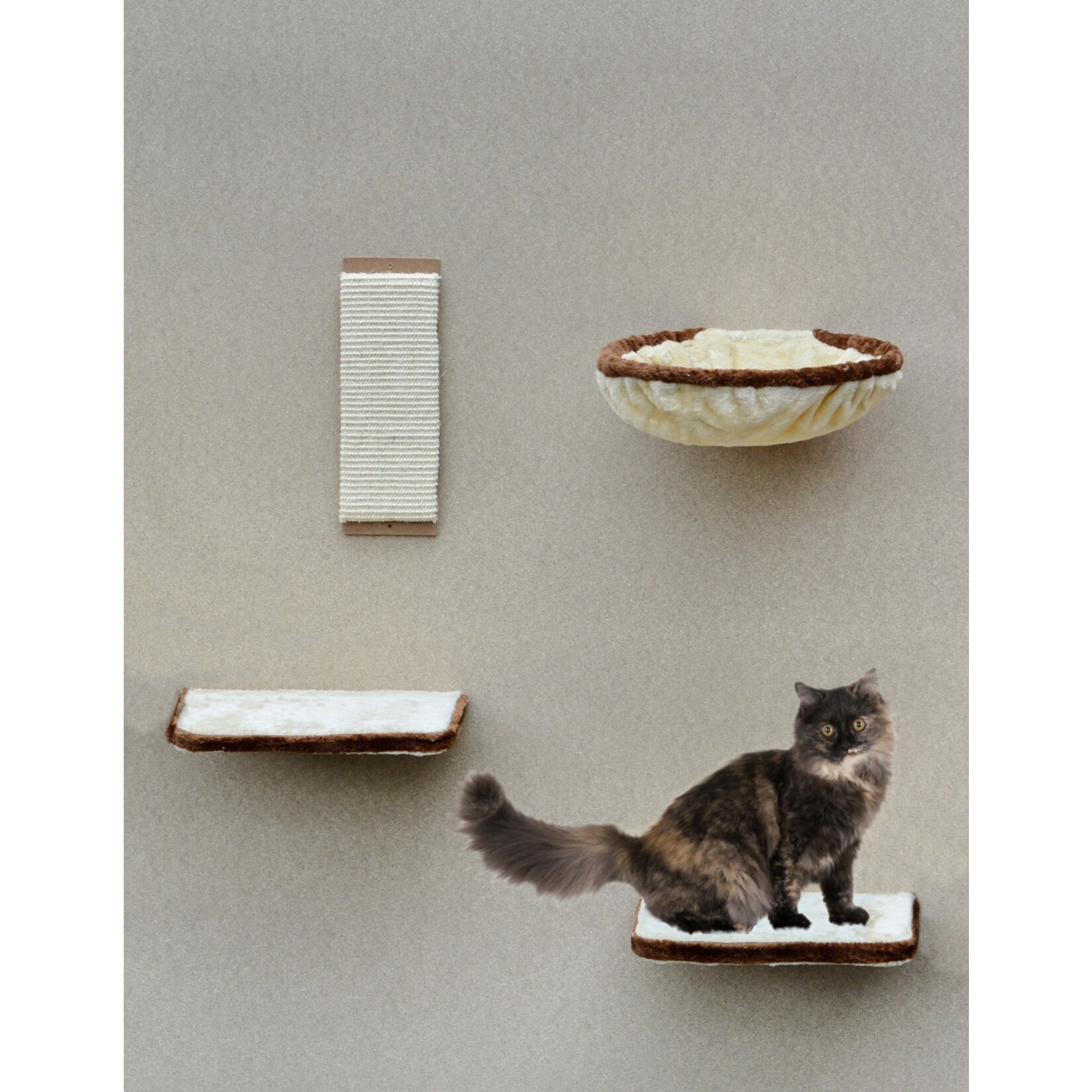 Silvio Design Katzen-Kletterwand 4-teilig beige-braun 