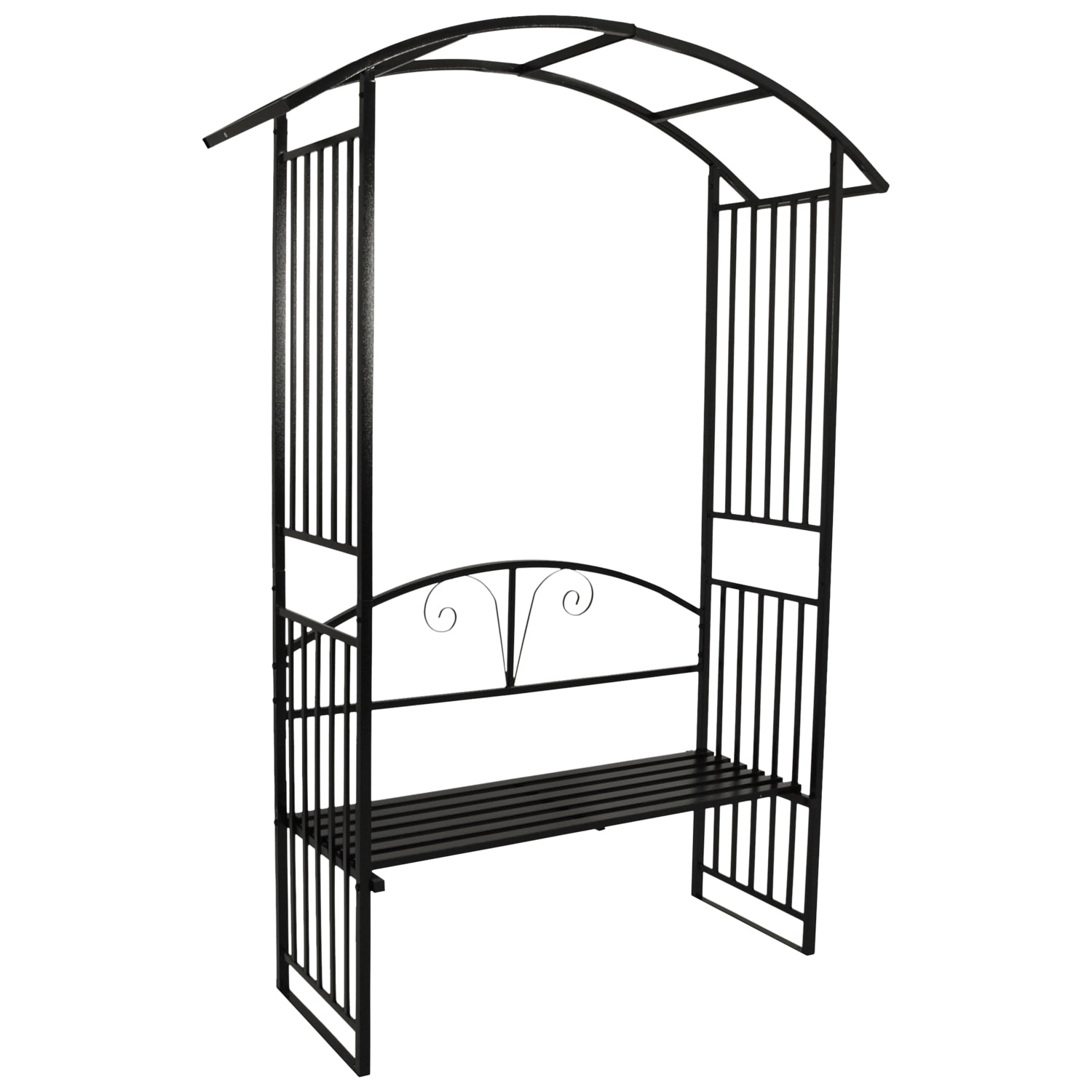 Rosenbogen AVIGNON 220x155cm mit Sitzbank, Metall schwarz