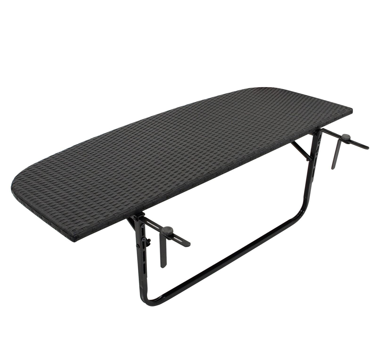 Balkonh&auml;ngetisch 120x40cm, Metall + Polyrattan schwarz 
