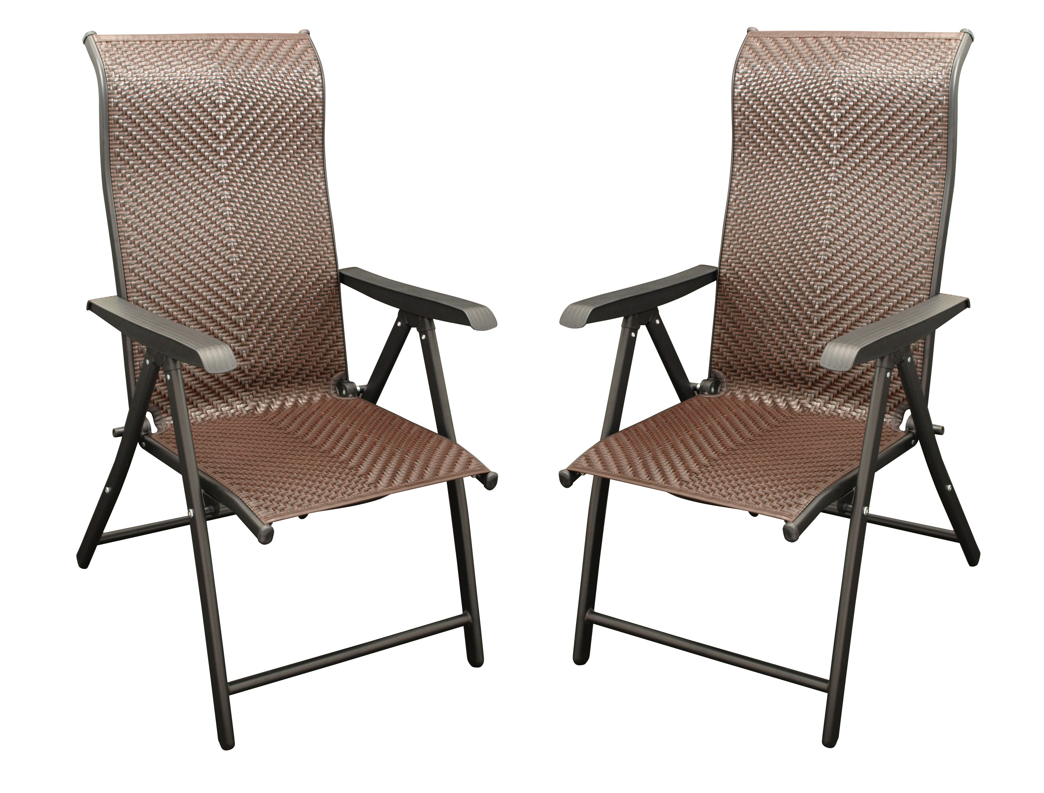 Klappsessel ANTIBES Hochlehner, Metall + Polyrattan braun, klappbar, 2 St&uuml;ck 